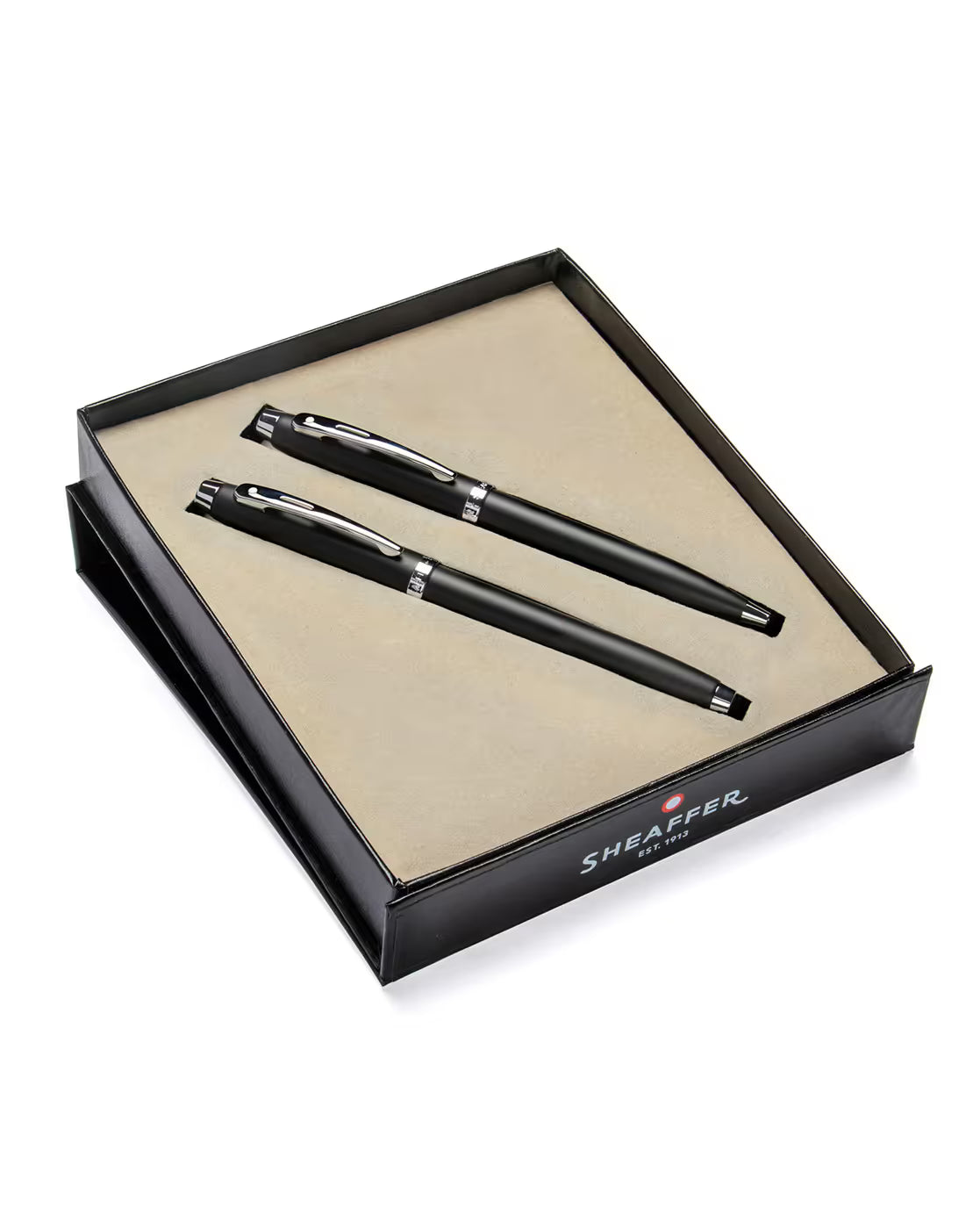 Sheaffer 100 E9317 Matte Black With Chrome Plated Trims Medium Fountain Pen And Ball Pen Set Sheaffer