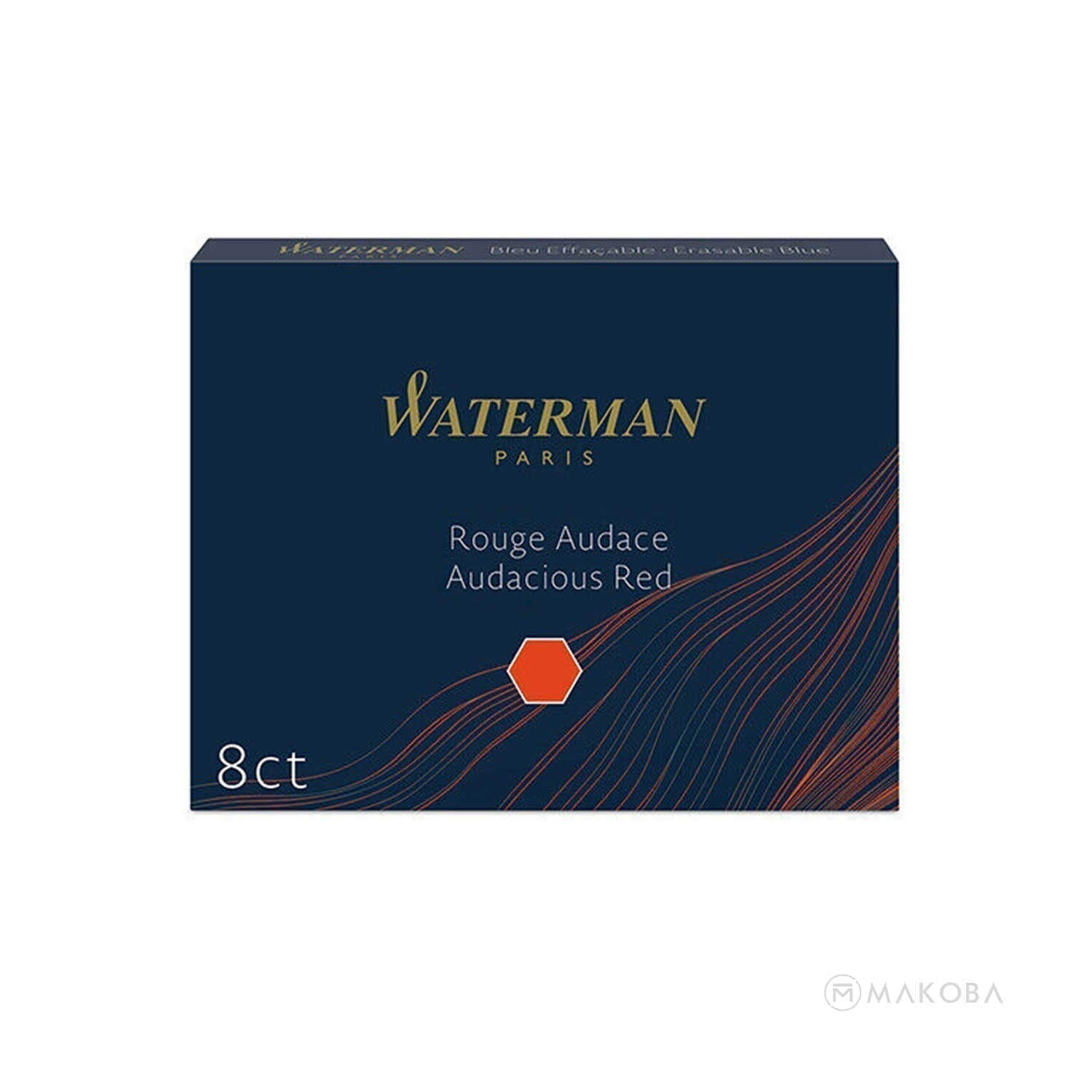 Waterman Long Ink Cartridge Pack of 8 - Audacious Red Waterman