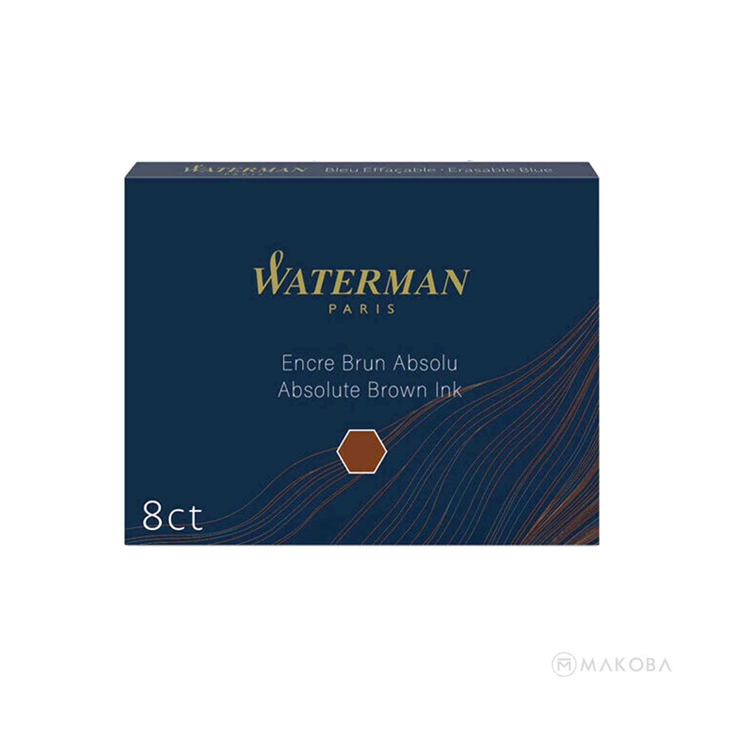 Waterman Long Ink Cartridge Pack of 8 - Absolute Brown Waterman