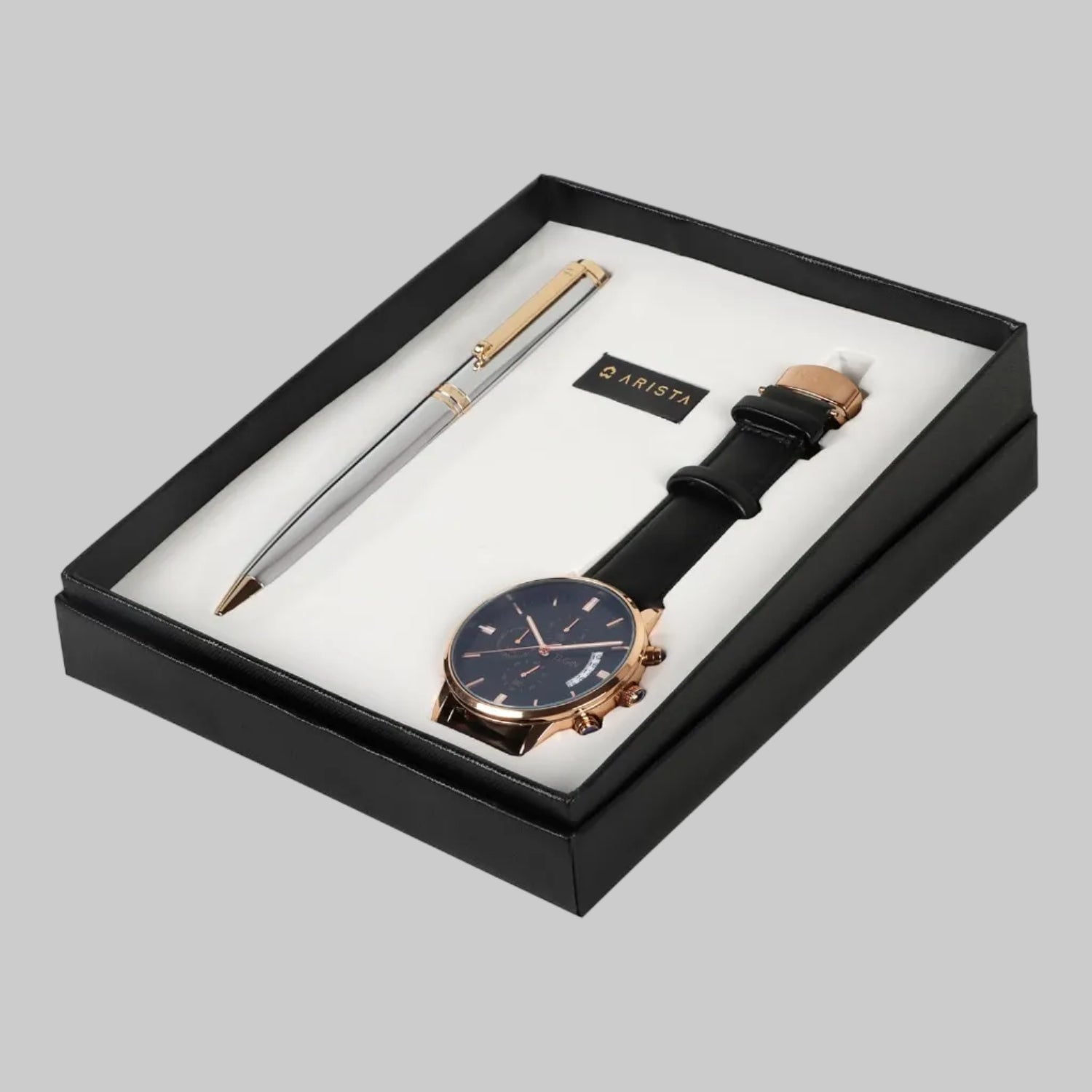 Arista Switch Black Chrome GT Ballpoint Pen + Wrist Watch Gift Set Arista