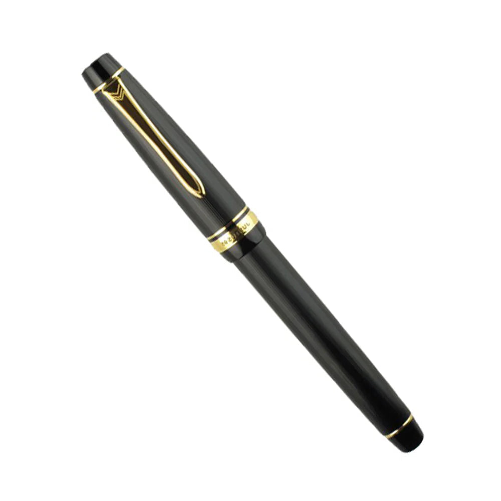 Pilot Justus 95 Stripe Black Resin with Gold Trim Fountain Pen - 14Kt Gold Fine-Medium Nib Pilot