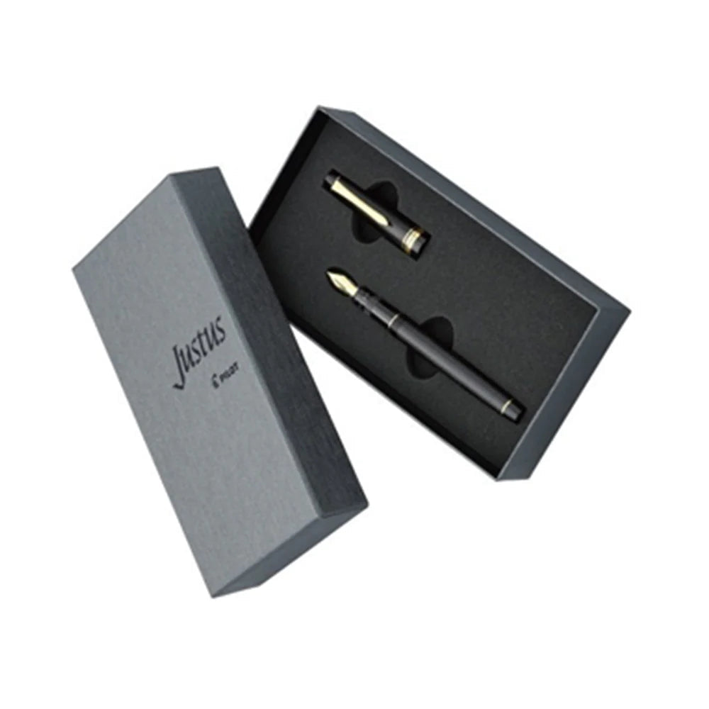 Pilot Justus 95 Stripe Black Resin with Gold Trim Fountain Pen - 14Kt Gold Fine-Medium Nib Pilot