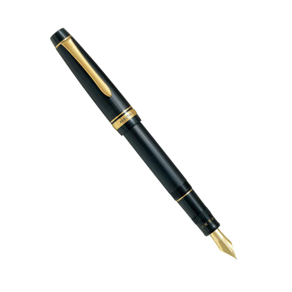 Pilot Justus 95 Stripe Black Resin with Gold Trim Fountain Pen - 14Kt Gold Fine-Medium Nib Pilot