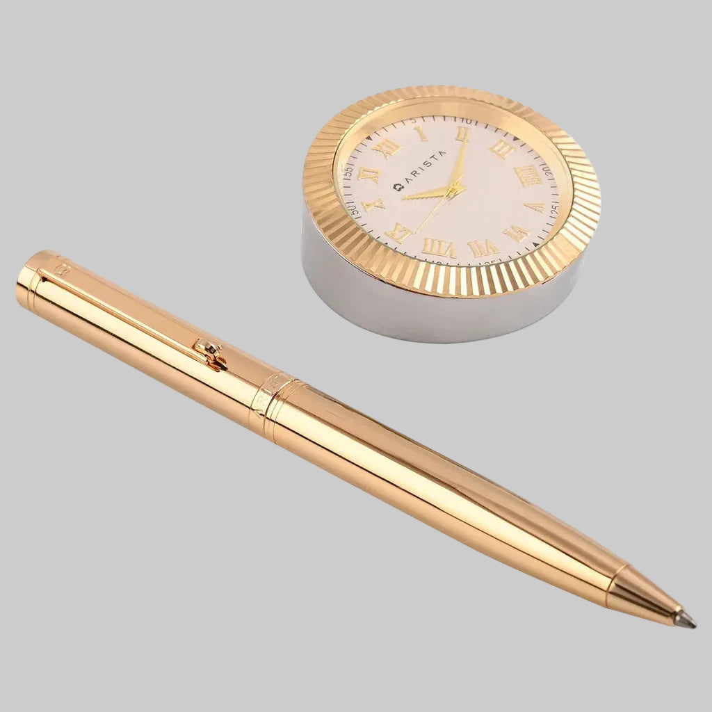 Arista Switch Gold GT Ballpoint Pen + Table Clock Gift Set Arista