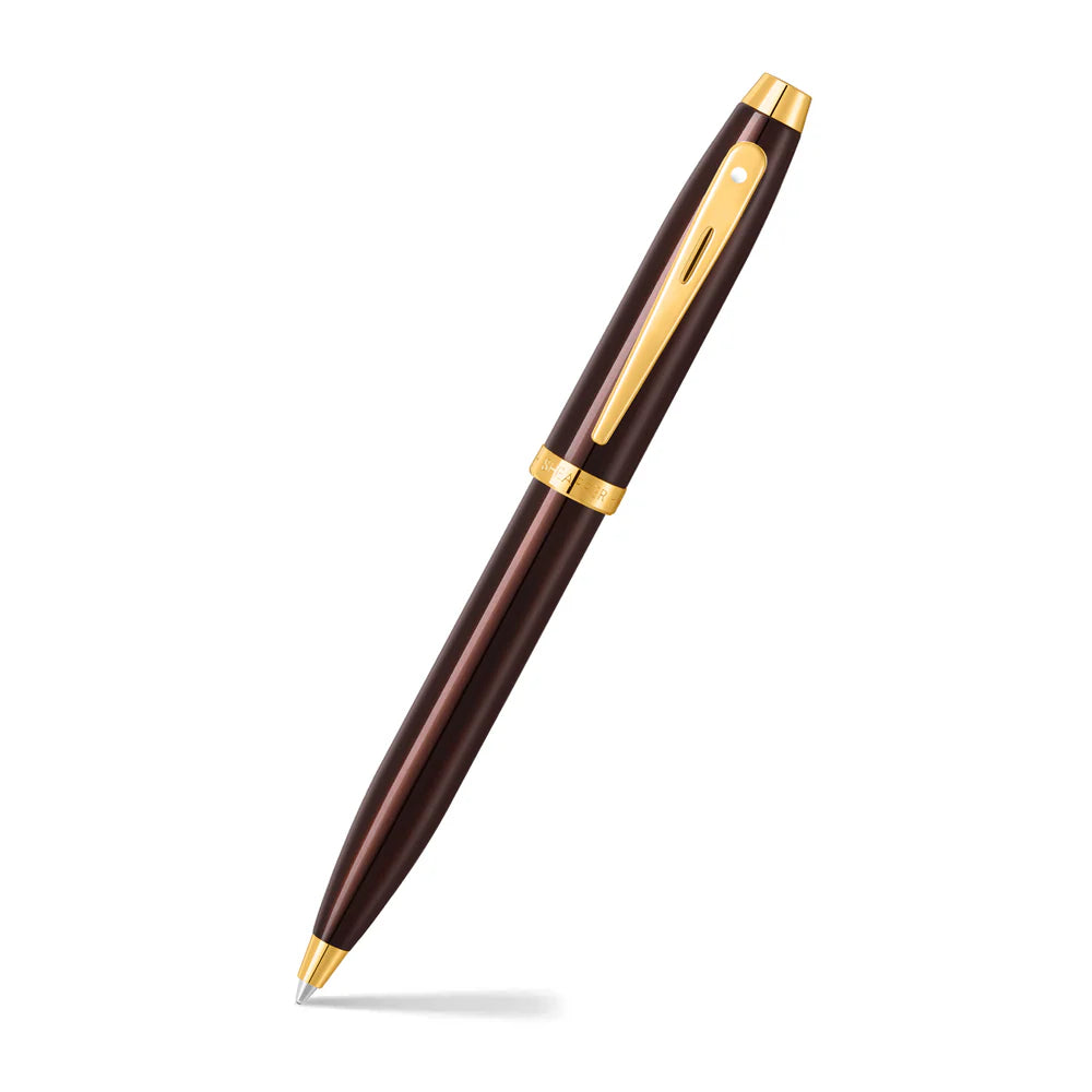 Sheaffer® 100 9370 Glossy Coffee Brown Ballpoint Pen With PVD Gold-Tone Trim William Penn