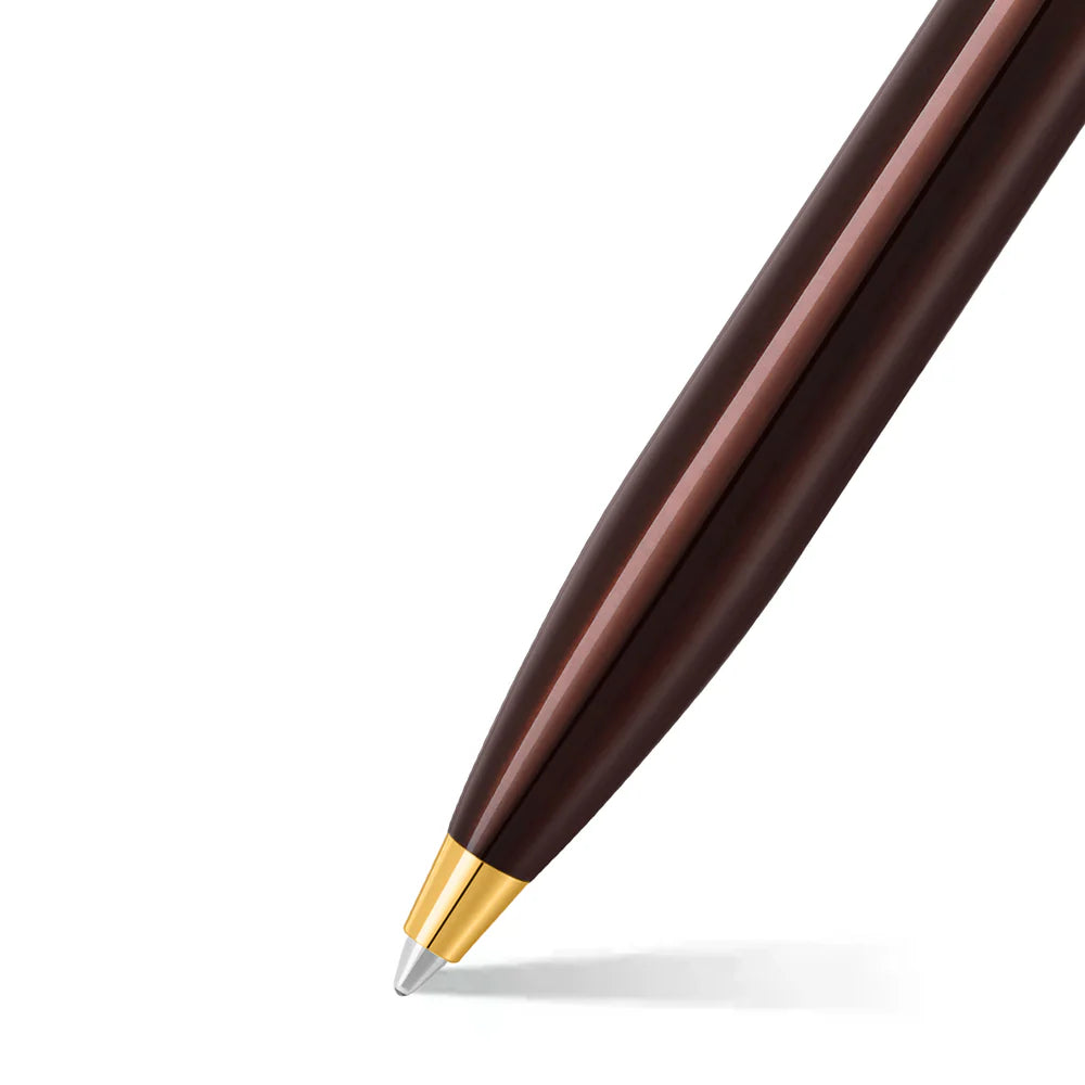 Sheaffer® 100 9370 Glossy Coffee Brown Ballpoint Pen With PVD Gold-Tone Trim William Penn
