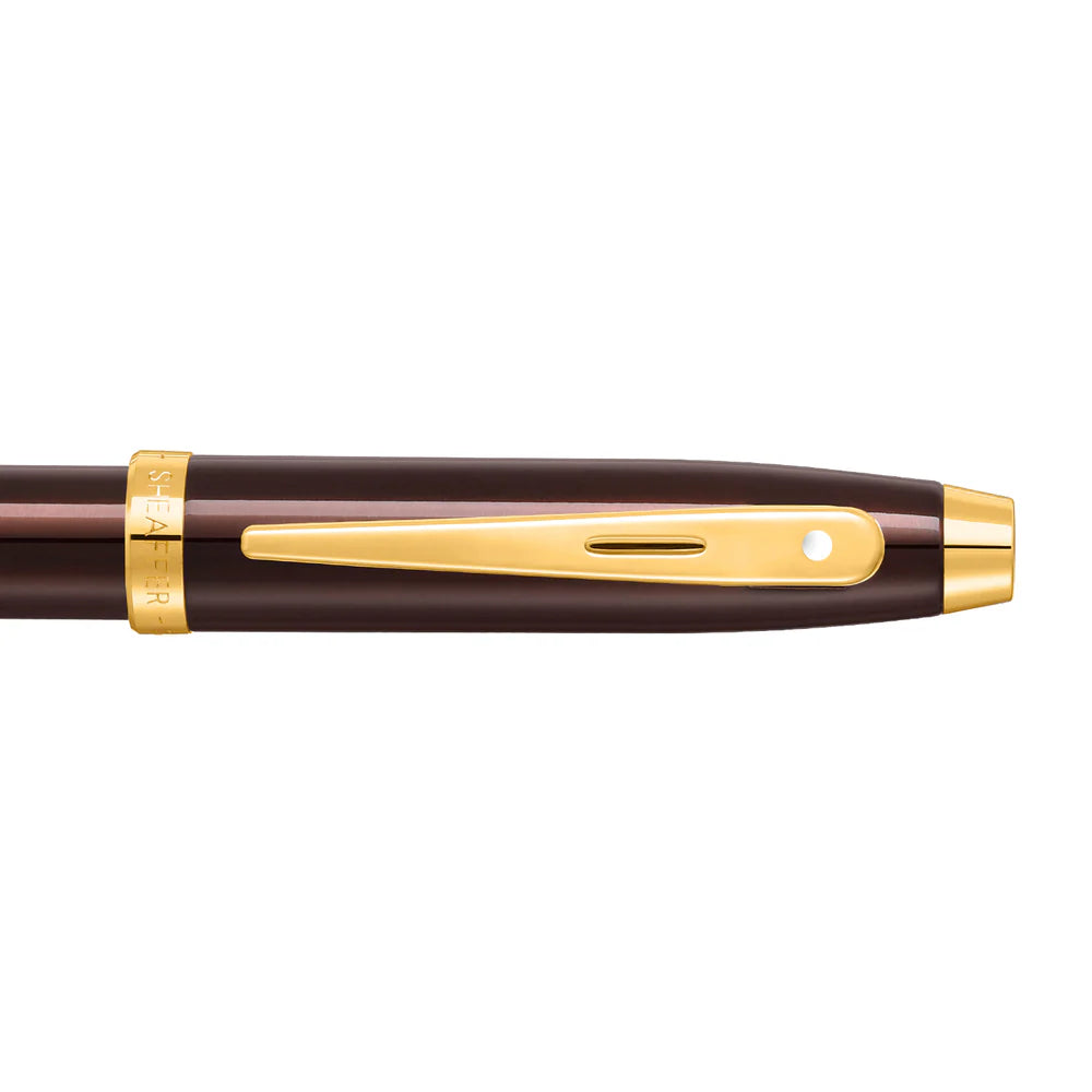 Sheaffer® 100 9370 Glossy Coffee Brown Ballpoint Pen With PVD Gold-Tone Trim William Penn