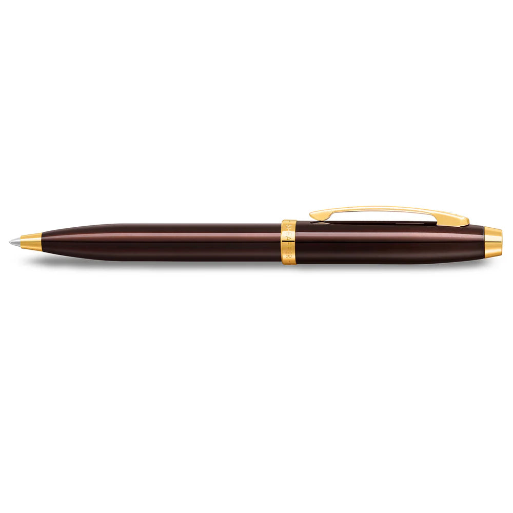 Sheaffer® 100 9370 Glossy Coffee Brown Ballpoint Pen With PVD Gold-Tone Trim William Penn