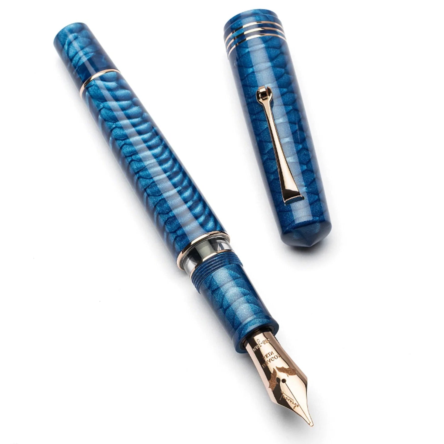 Leonardo MZ Grande 2.0 Dragon Skin No.8 14K Gold Fountain Pen - Blue RGT Leonardo