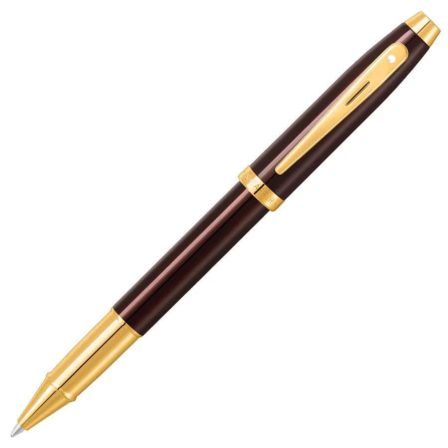 Sheaffer 100 E9370 Rollerball Pen Coffee Brown With PVD Gold Trim Sheaffer