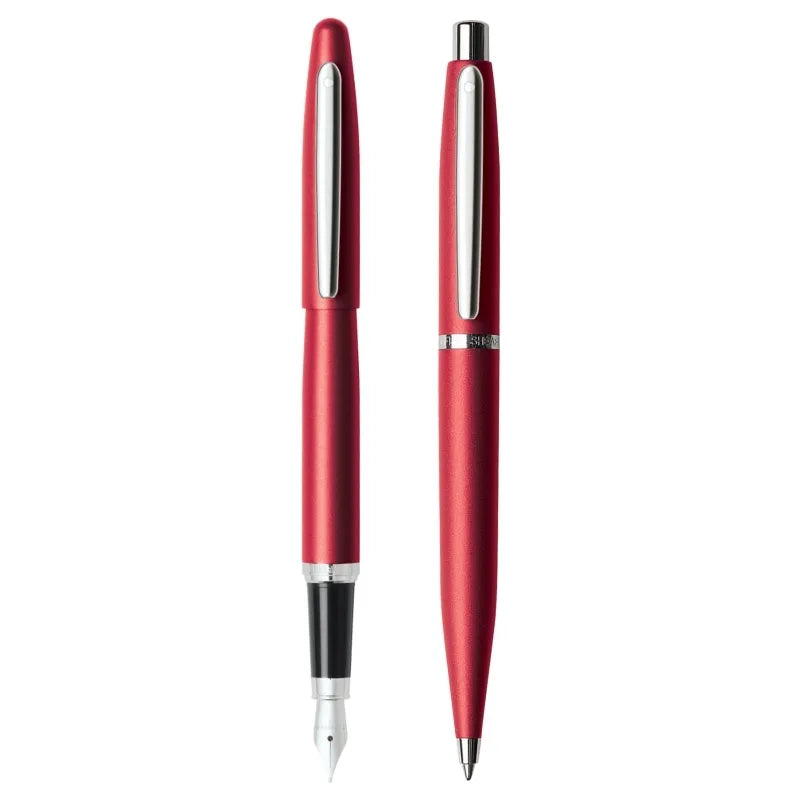 Sheaffer Pen Set VFM E9403 Excessive Red With Chrome Plate Trim Medium Fountain Pen and Ballpoint Pen Sheaffer