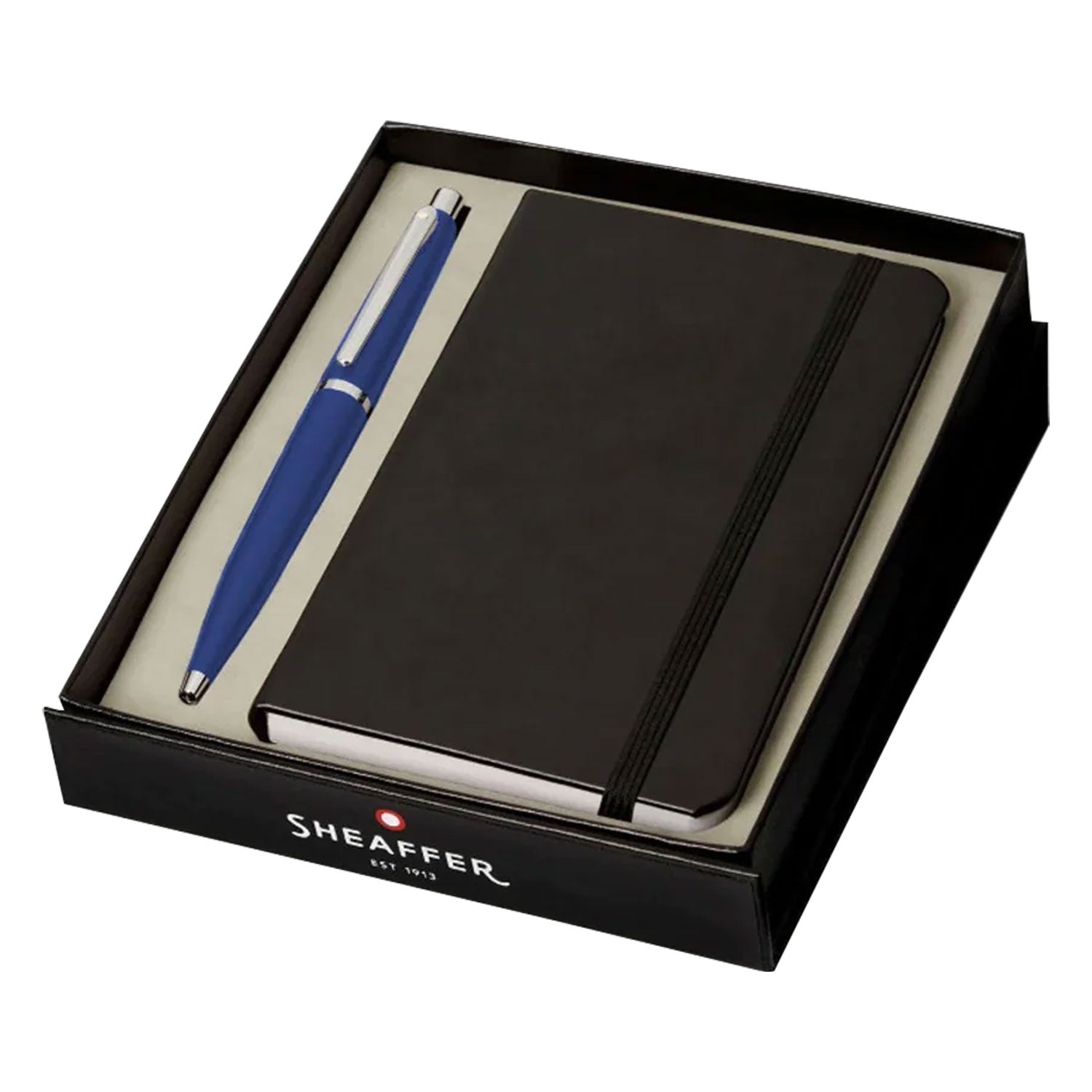 Sheaffer Gift Set - VFM Neon Blue Ball Pen with A6 Black Notebook Sheaffer