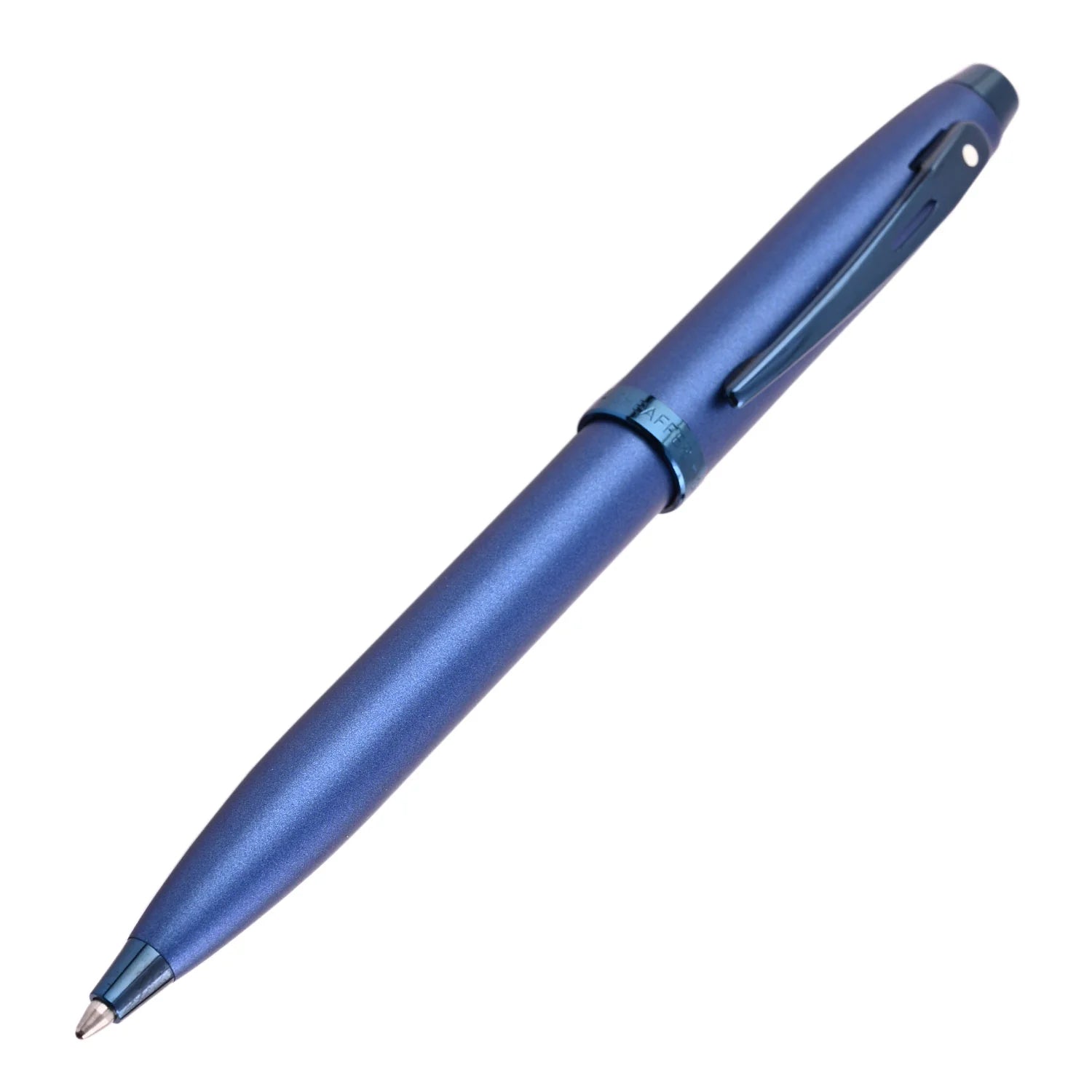 Sheaffer 100 9371 Satin Blue Color Body With Medium Tip PVD Black Trim Twist Type Ball Pen William Penn