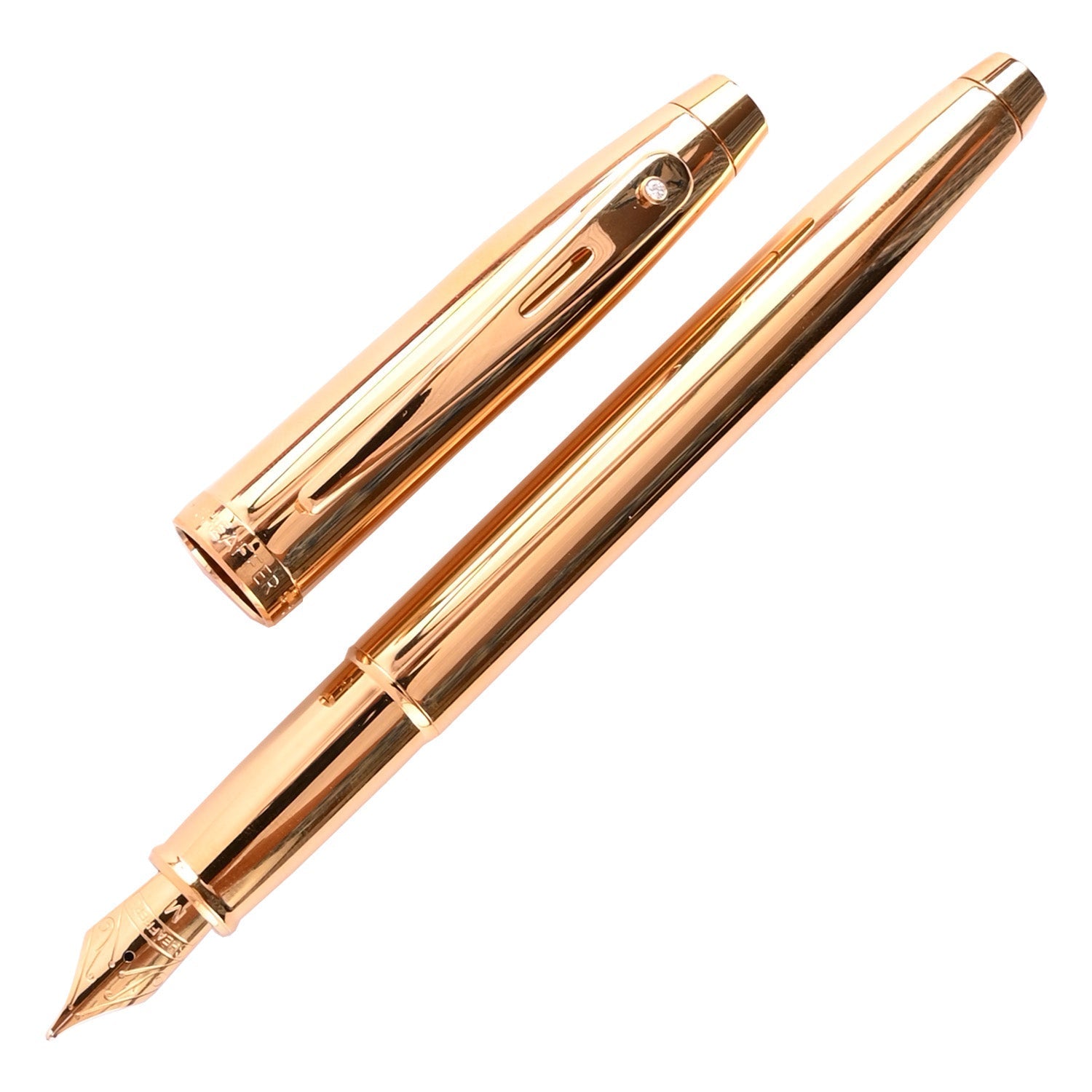 Sheaffer 100 PVD Gold with Diamond Embellishment Fountain Pen Sheaffer