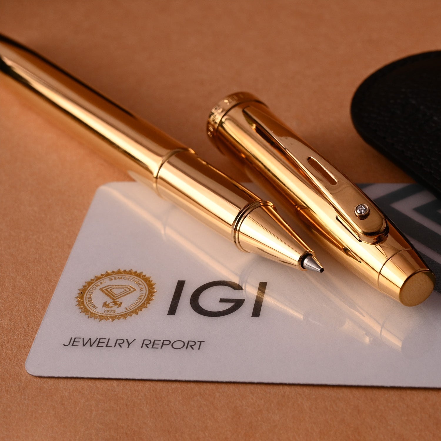 Sheaffer 100 PVD Gold with Diamond Embellishment Roller Ball Pen Sheaffer