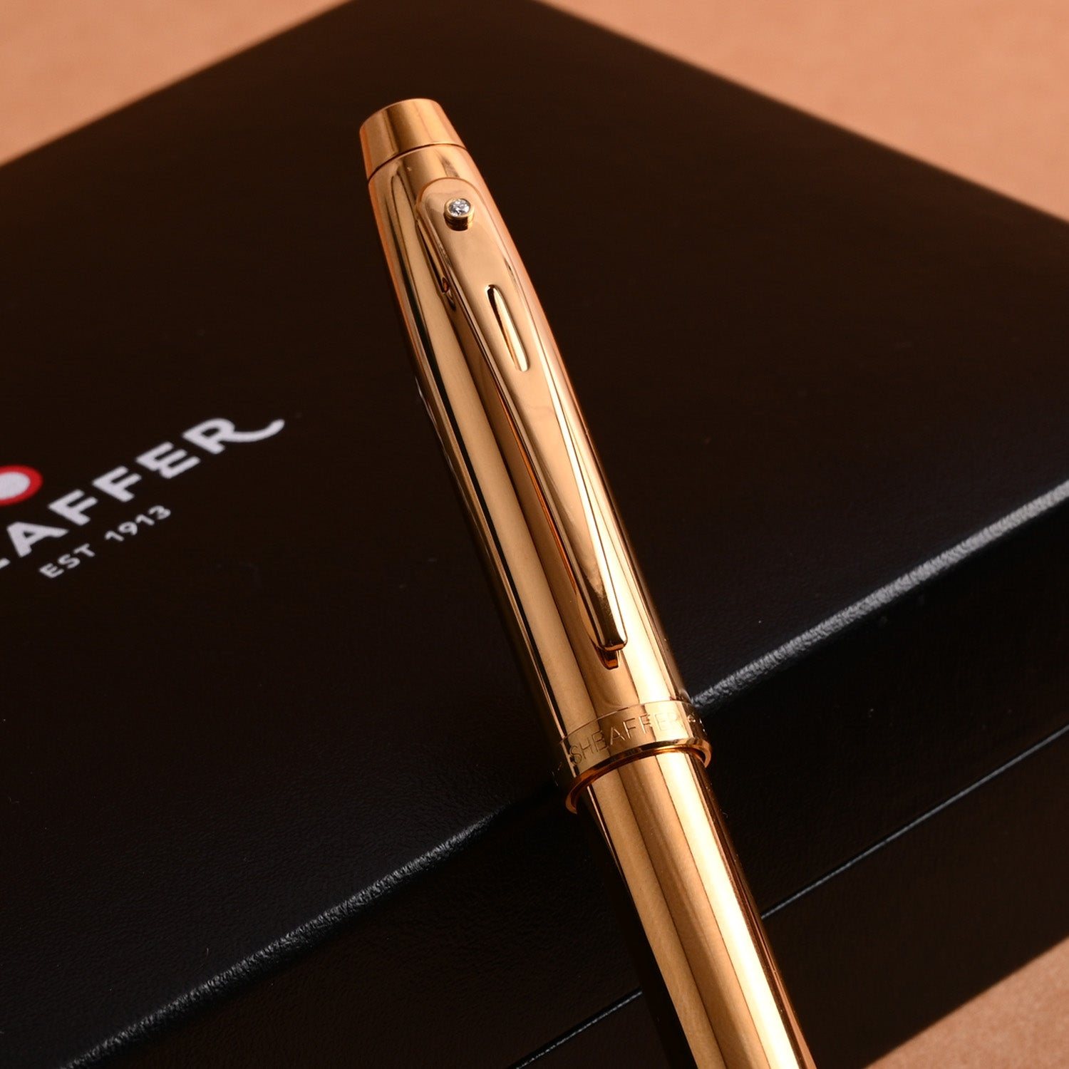Sheaffer 100 PVD Gold with Diamond Embellishment Roller Ball Pen Sheaffer