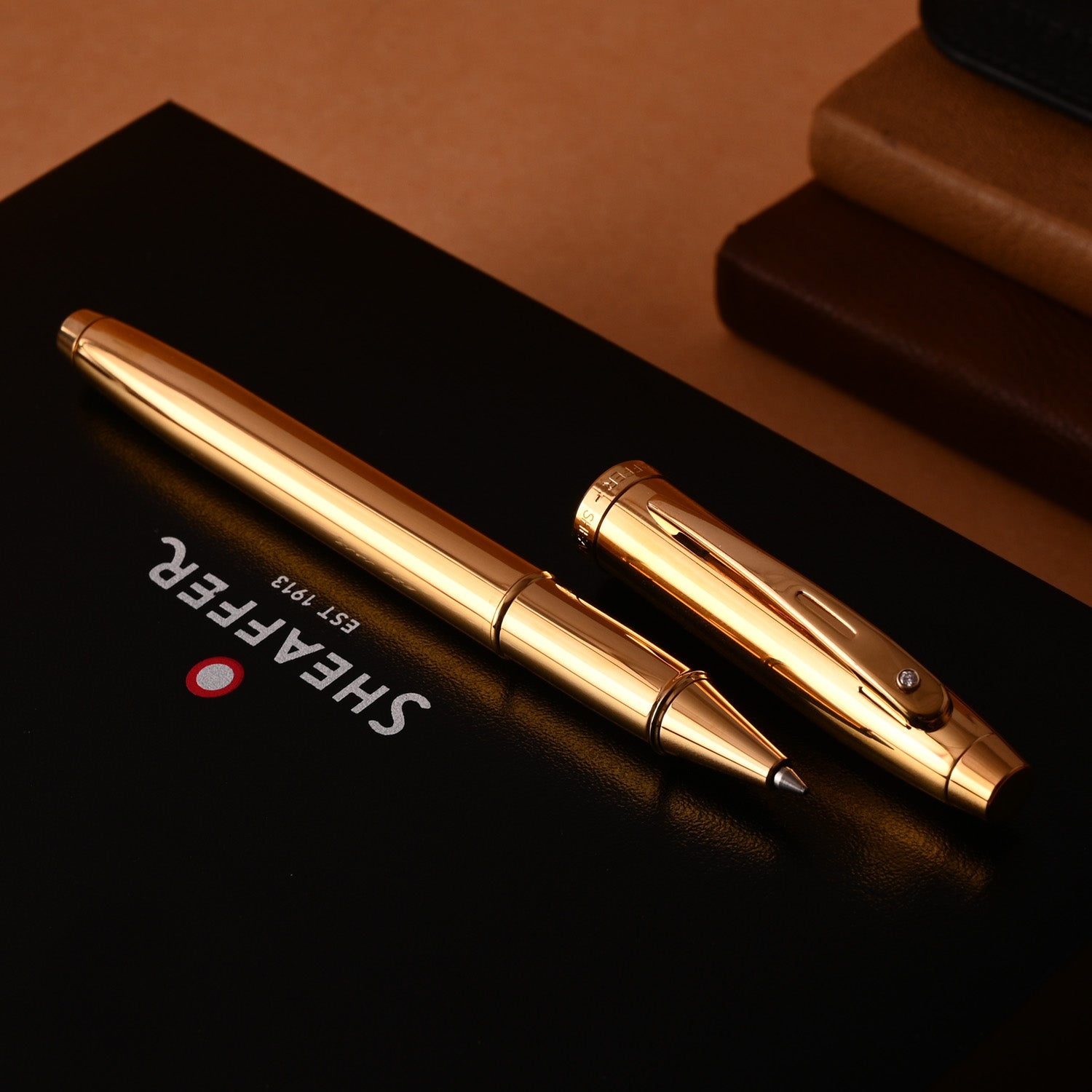 Sheaffer 100 PVD Gold with Diamond Embellishment Roller Ball Pen Sheaffer