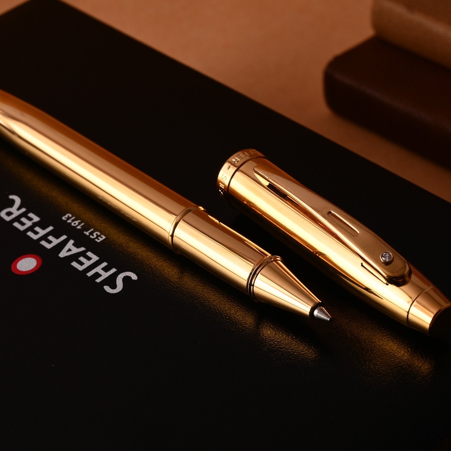 Sheaffer 100 PVD Gold with Diamond Embellishment Roller Ball Pen Sheaffer