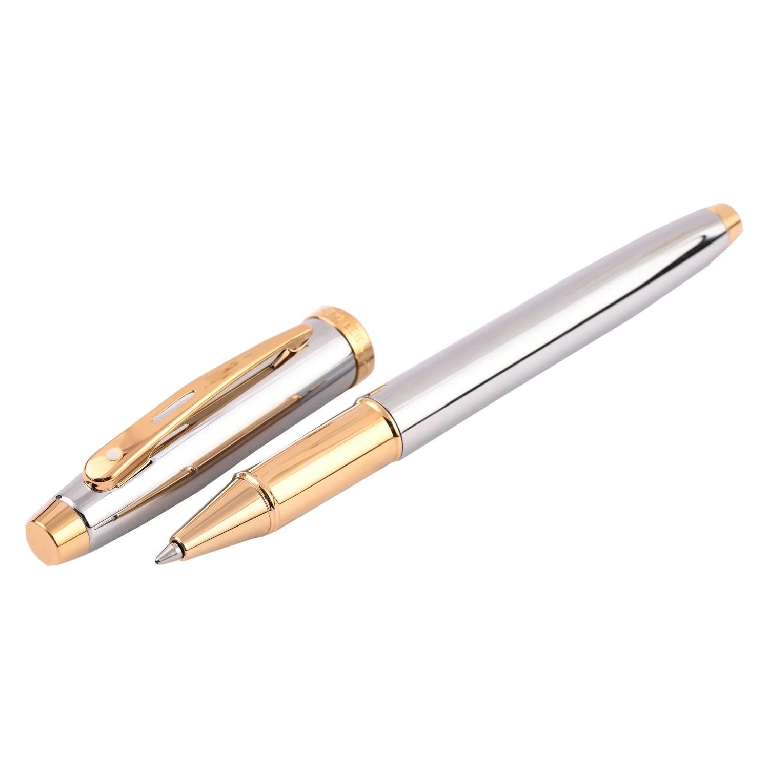 Sheaffer 9340 Gift 100 Rollerball Pen Bright Chrome with Gold Tone Trim Sheaffer
