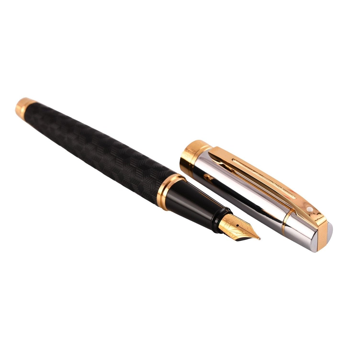 Sheaffer 300 Fountain Pen - Engraved Black & Chrome GT Sheaffer