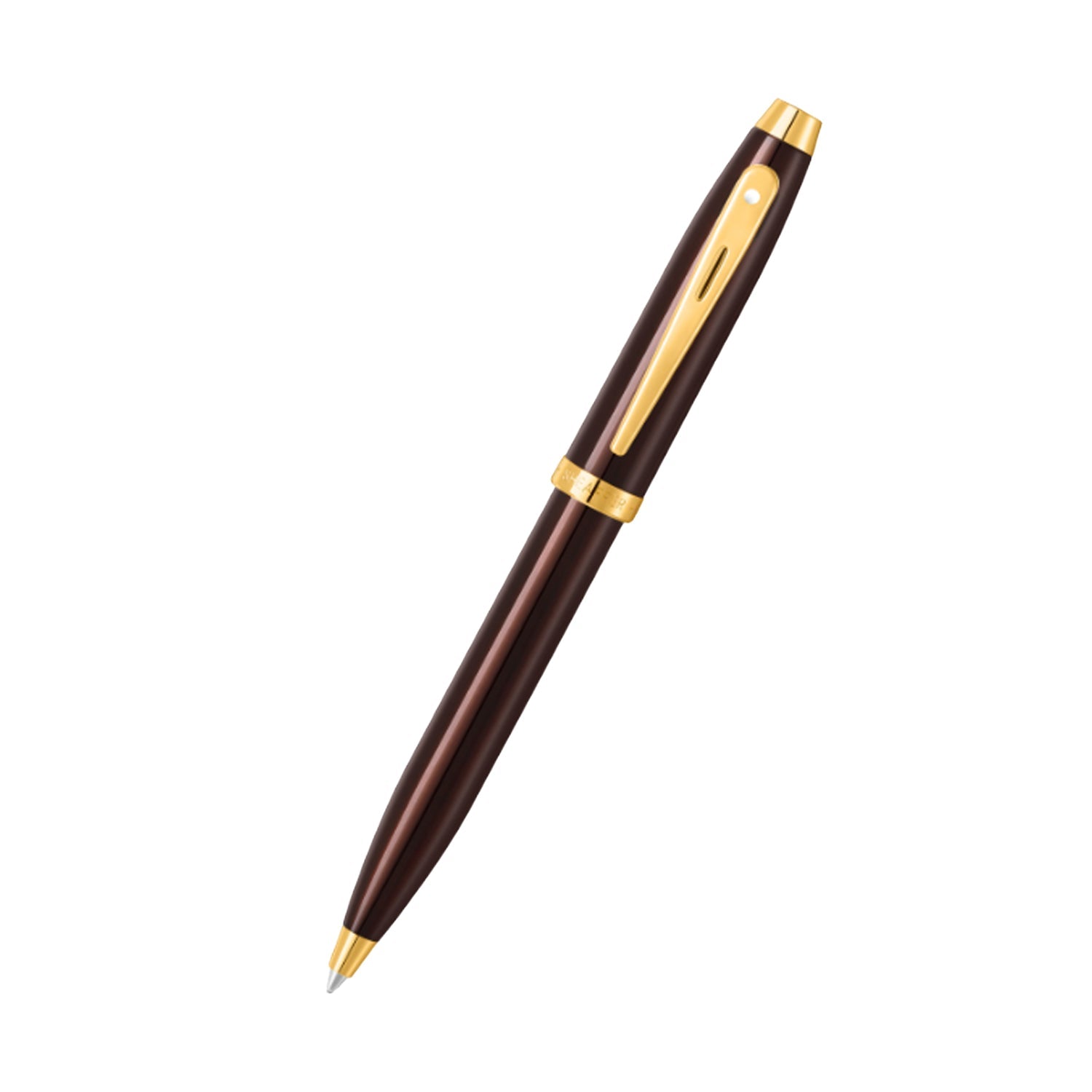 Sheaffer 9370 Gift Set - 100 Series Coffee Glossy Brown Ball Pen with Rustic Mocha Credit Card Holder Sheaffer