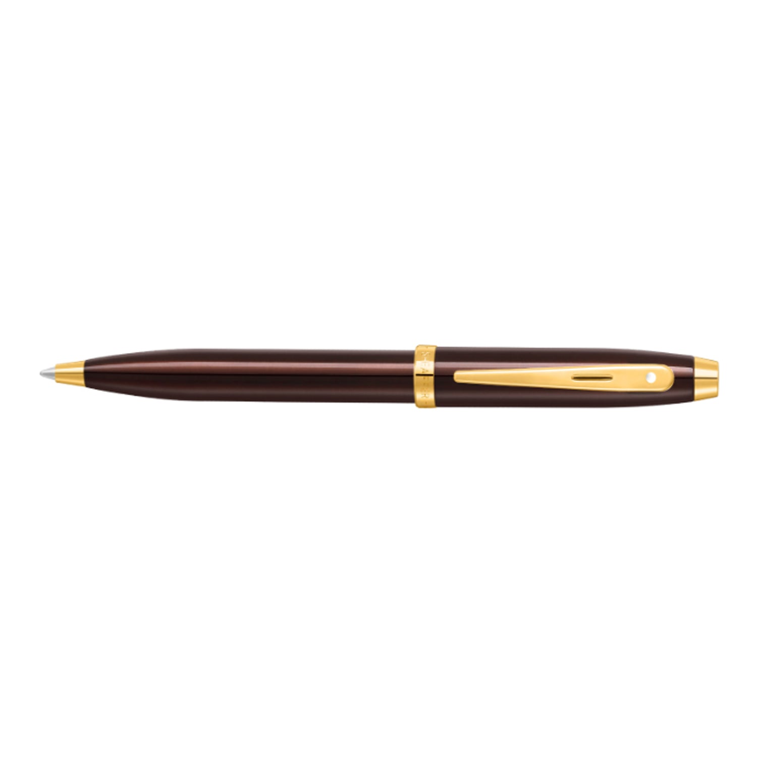 Sheaffer 9370 Gift Set - 100 Series Coffee Glossy Brown Ball Pen with Rustic Mocha Credit Card Holder Sheaffer