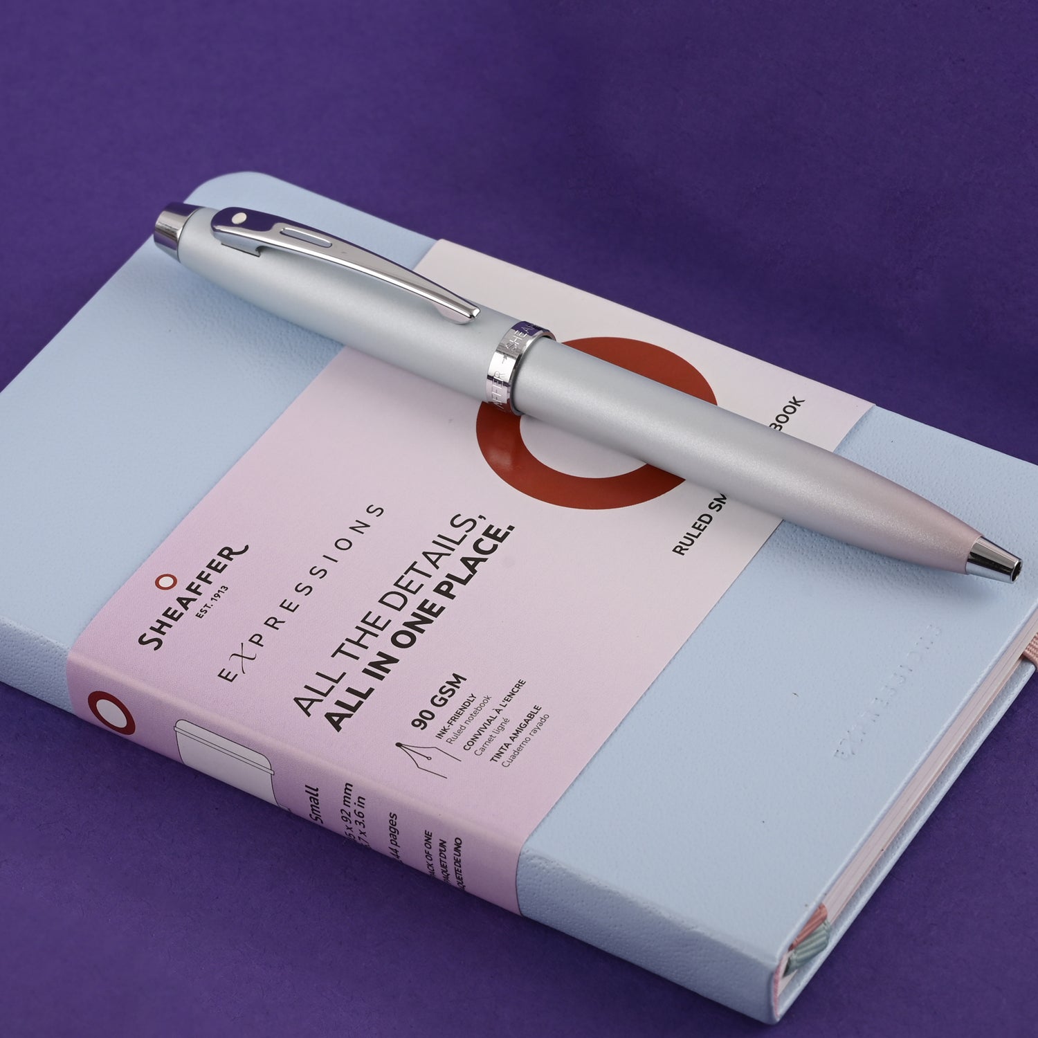Sheaffer 9376 Gift Set - Expressions 100 Blue & Pink Pearlised Gradient Ball Pen with A6 Notebook Sheaffer