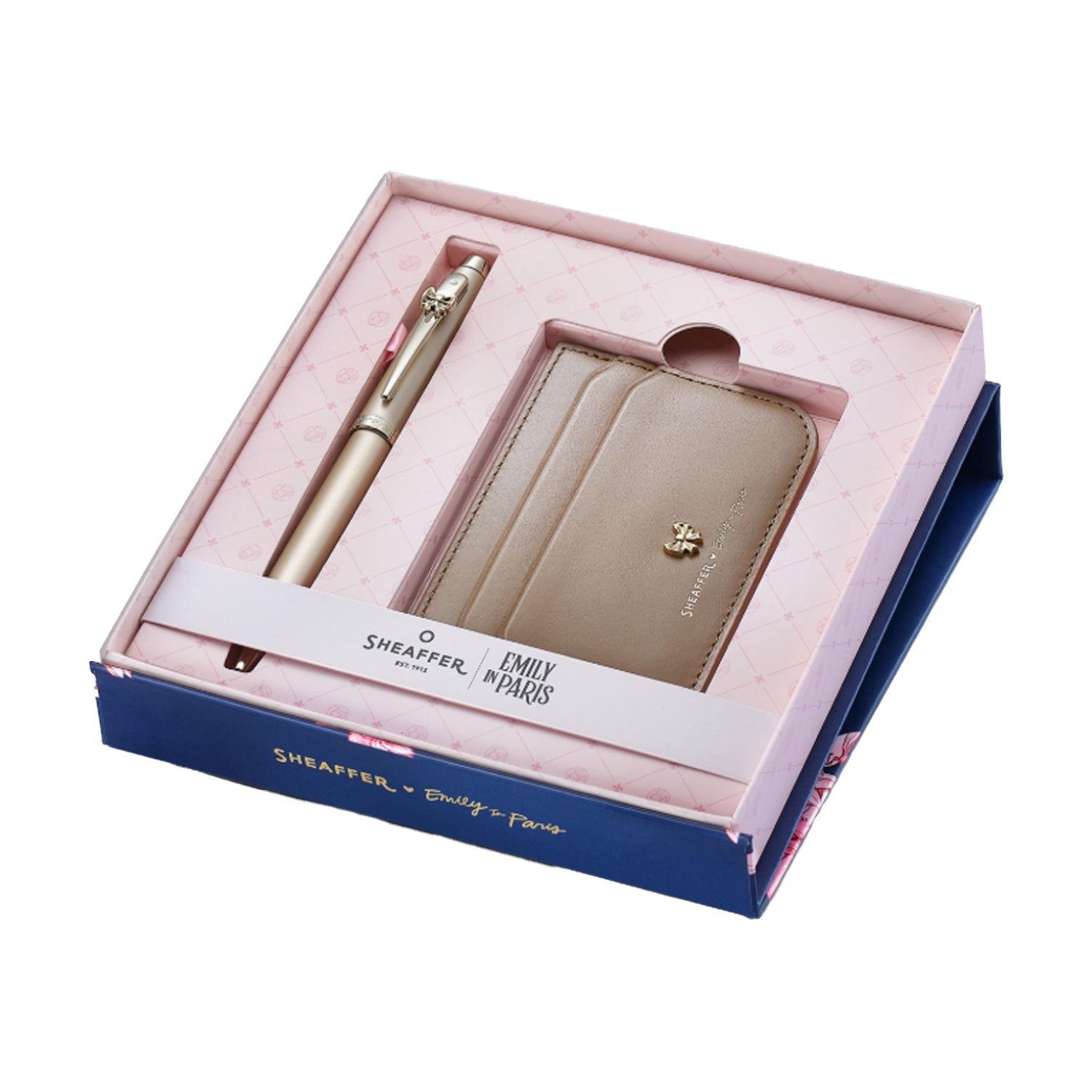 Sheaffer 9377 Emily in Paris Gift Set - 100 Champagne Ball Pen with Taupe Credit Card Holder Sheaffer