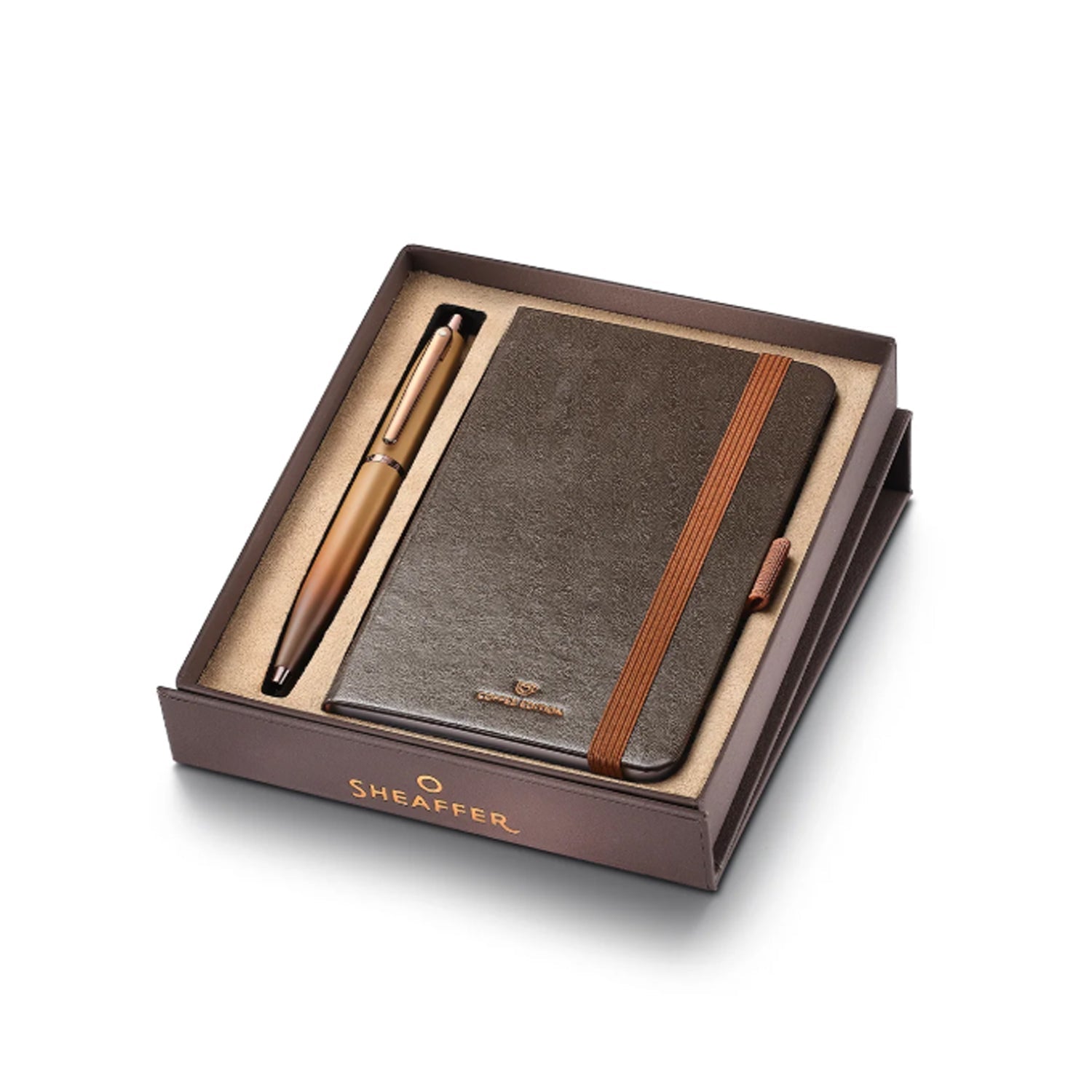 Sheaffer 9428 Gift Set - VFM Coffee Matte Brown Ball Pen with Brown A6 Notebook Sheaffer