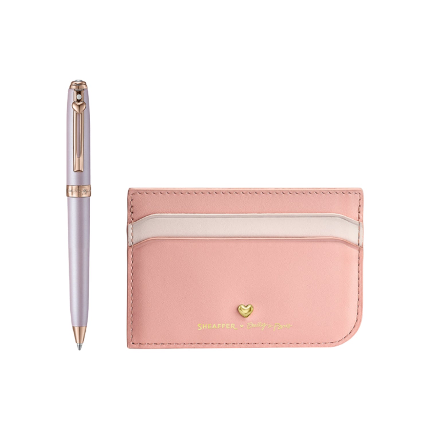 Sheaffer 9810 Emily in Paris Gift Set - Prelude Mini Pastel Pink Ball Pen with Dark Pink Credit Card Holder Sheaffer