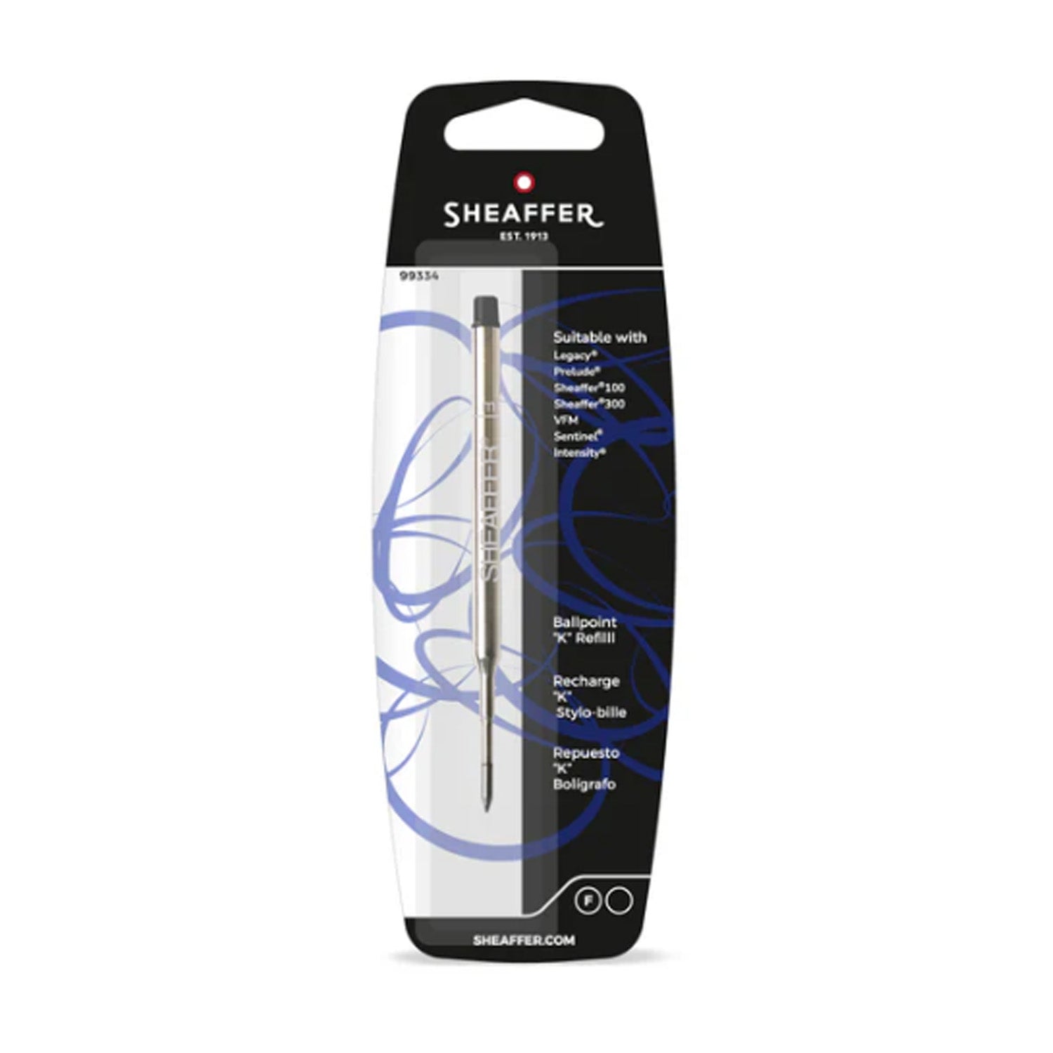 Sheaffer Ball Pen Refill "K" Style - Black - Fine Sheaffer