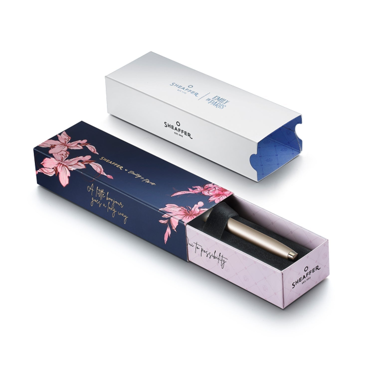 Sheaffer Emily in Paris 100 Fountain Pen with Bow Shaped Clip Emblem - Champagne GT Sheaffer