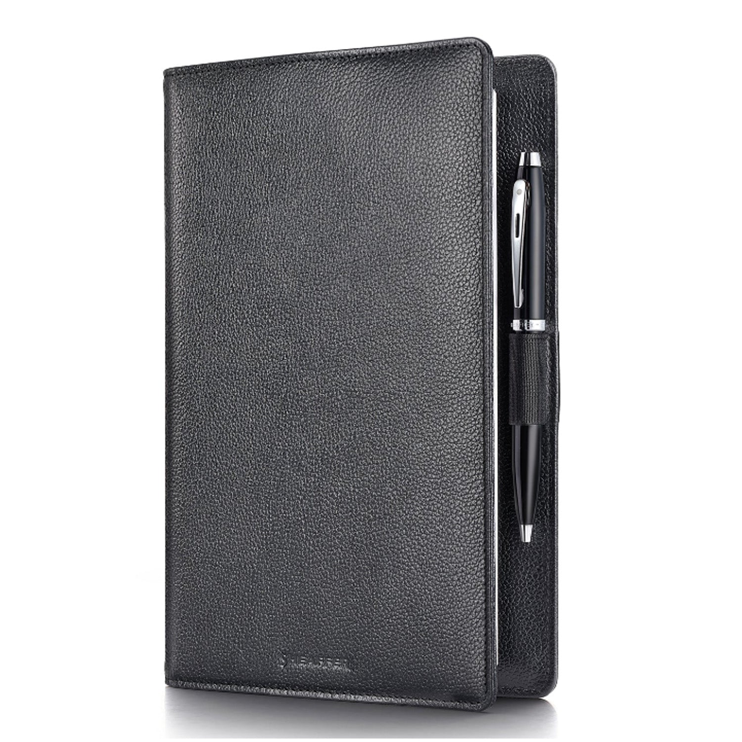 Sheaffer Gift Set - 100 Series Glossy Black CT Ball Pen with Leather Black Notebook Sheaffer