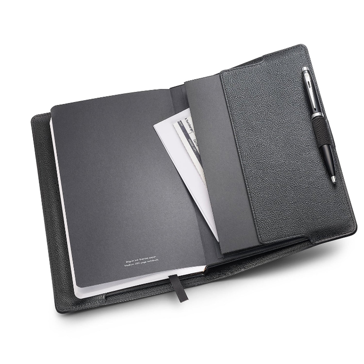 Sheaffer Gift Set - 100 Series Glossy Black CT Ball Pen with Leather Black Notebook Sheaffer
