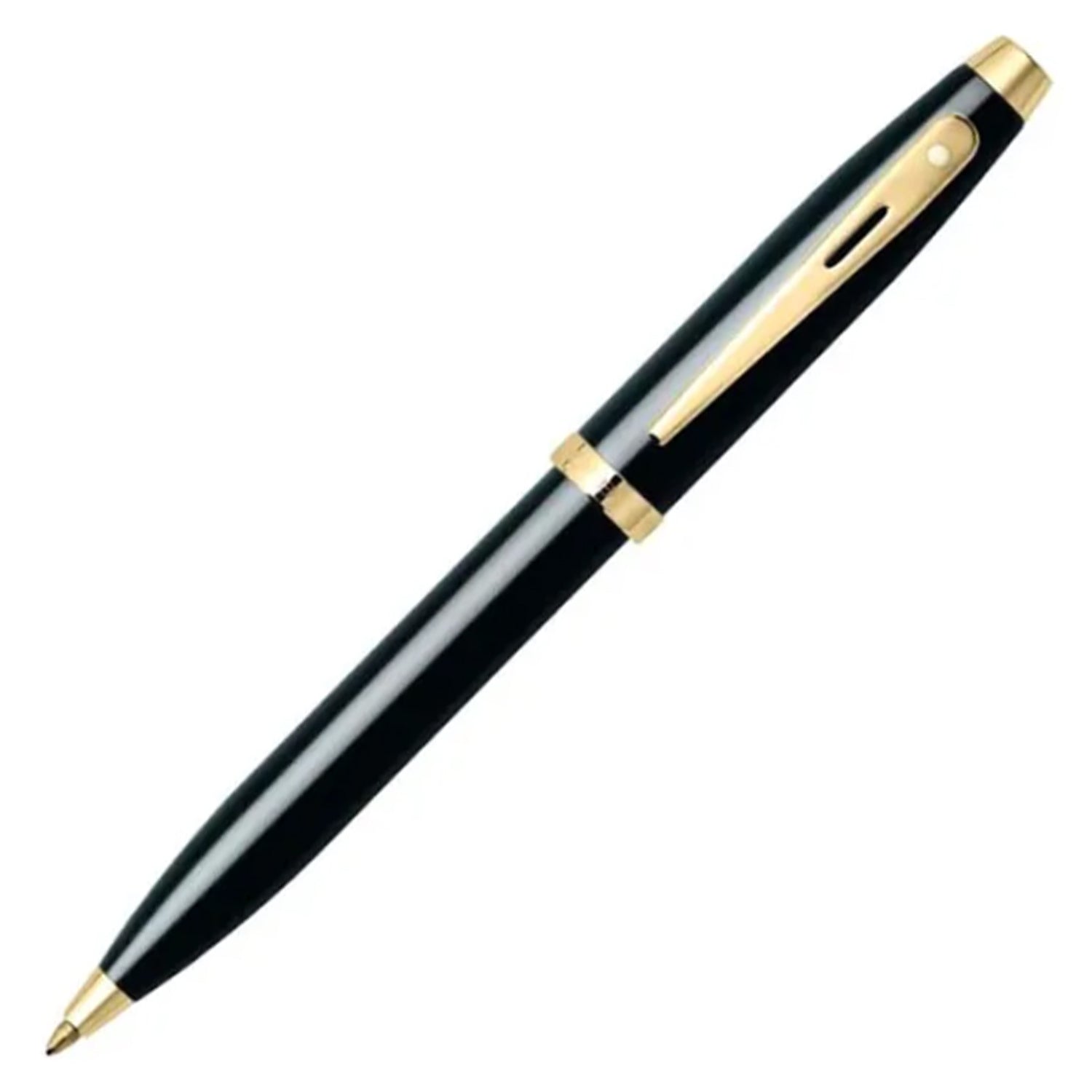 Sheaffer Gift Set - 100 Series Glossy Black GT Ball Pen with Gold Table Clock Sheaffer