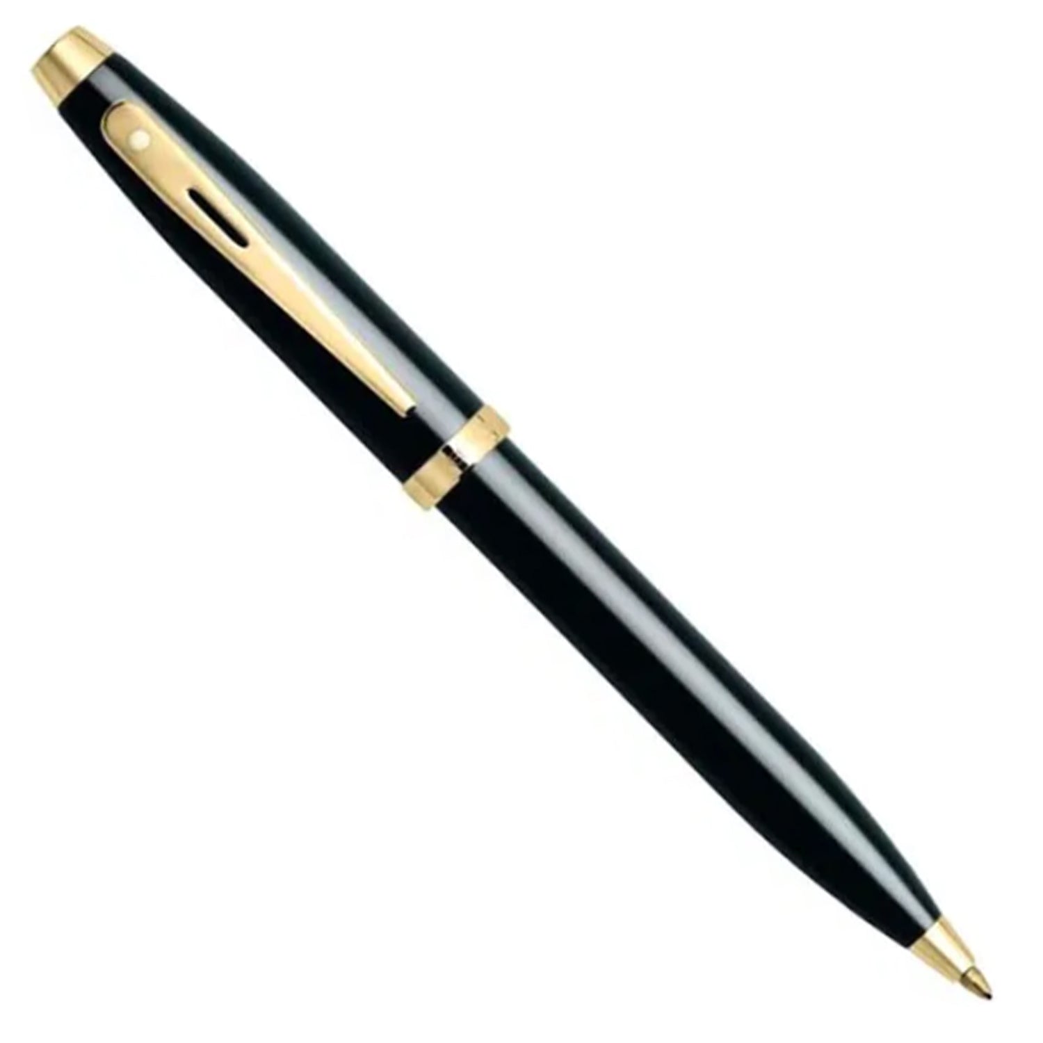 Sheaffer Gift Set - 100 Series Glossy Black GT Ball Pen with Gold Table Clock Sheaffer