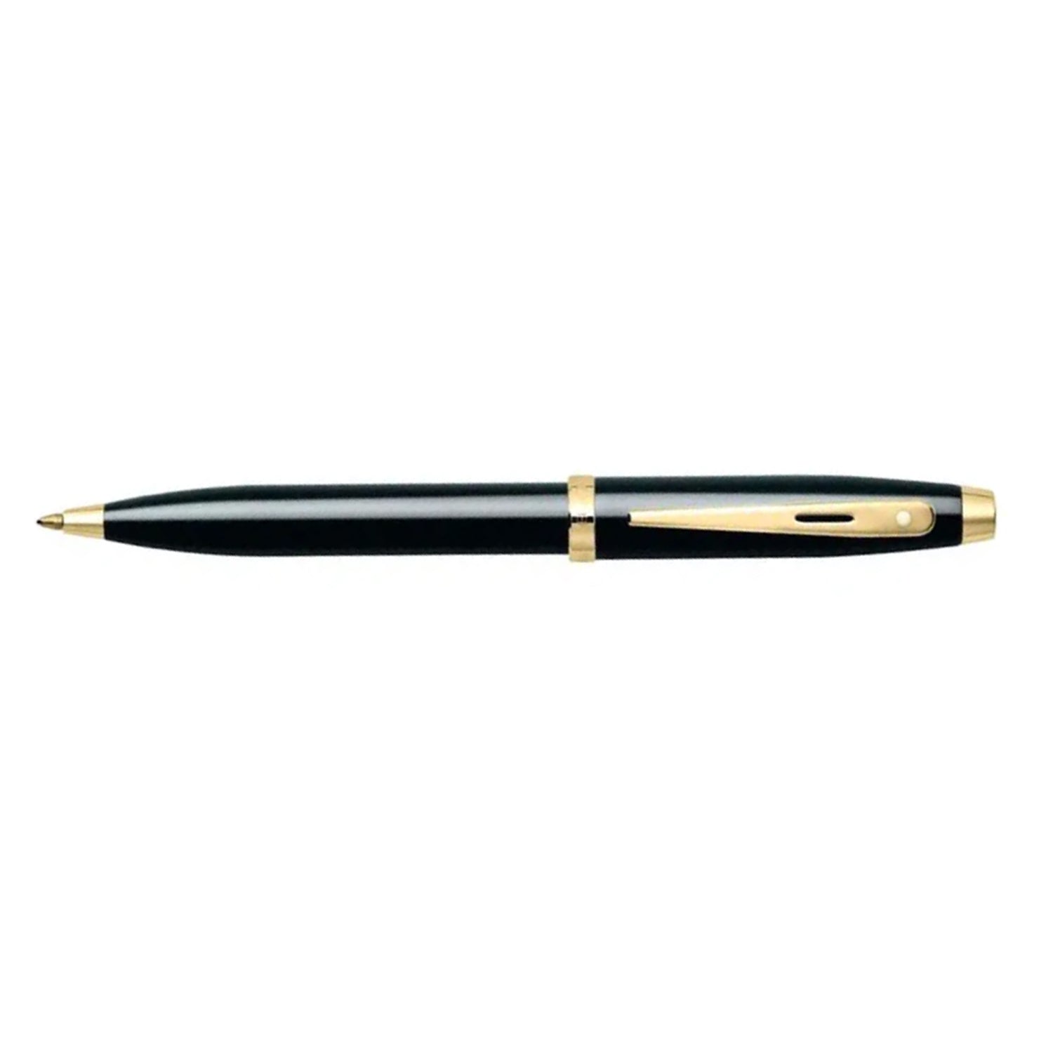 Sheaffer Gift Set - 100 Series Glossy Black GT Ball Pen with Gold Table Clock Sheaffer