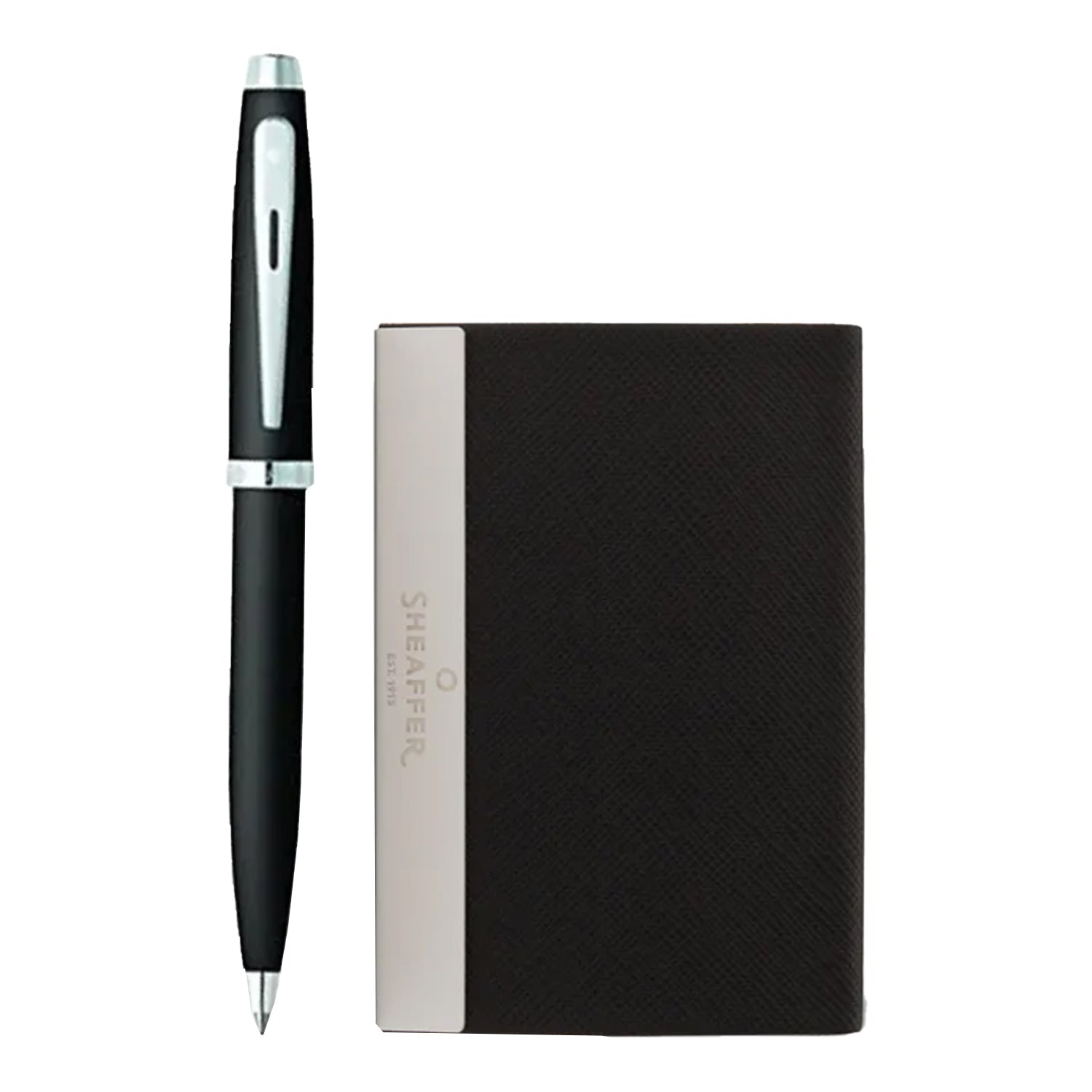 Sheaffer Gift Set - 100 Series Matt Black Ball Pen with Card Holder Sheaffer