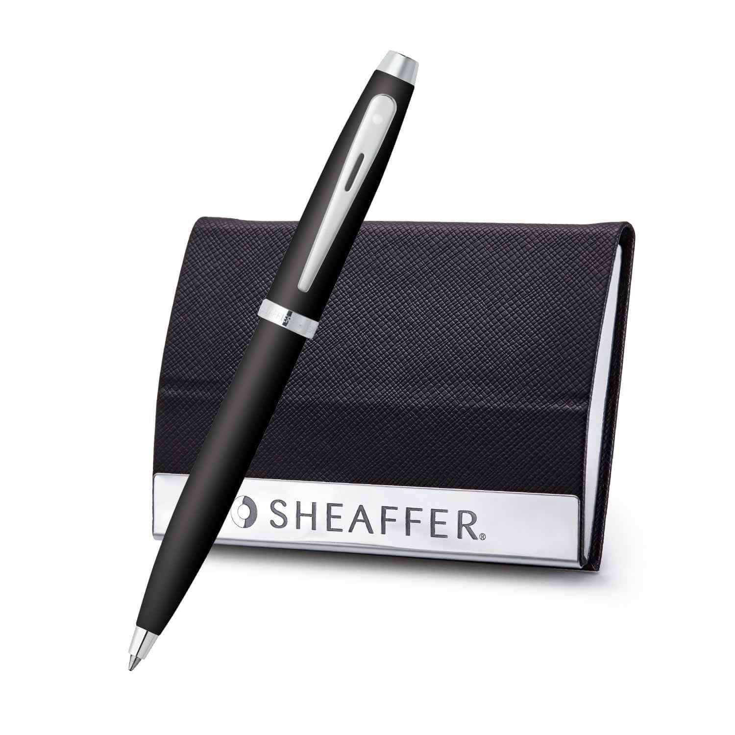 Sheaffer Gift Set - 100 Series Matte Black Ball Pen with Card Holder Sheaffer
