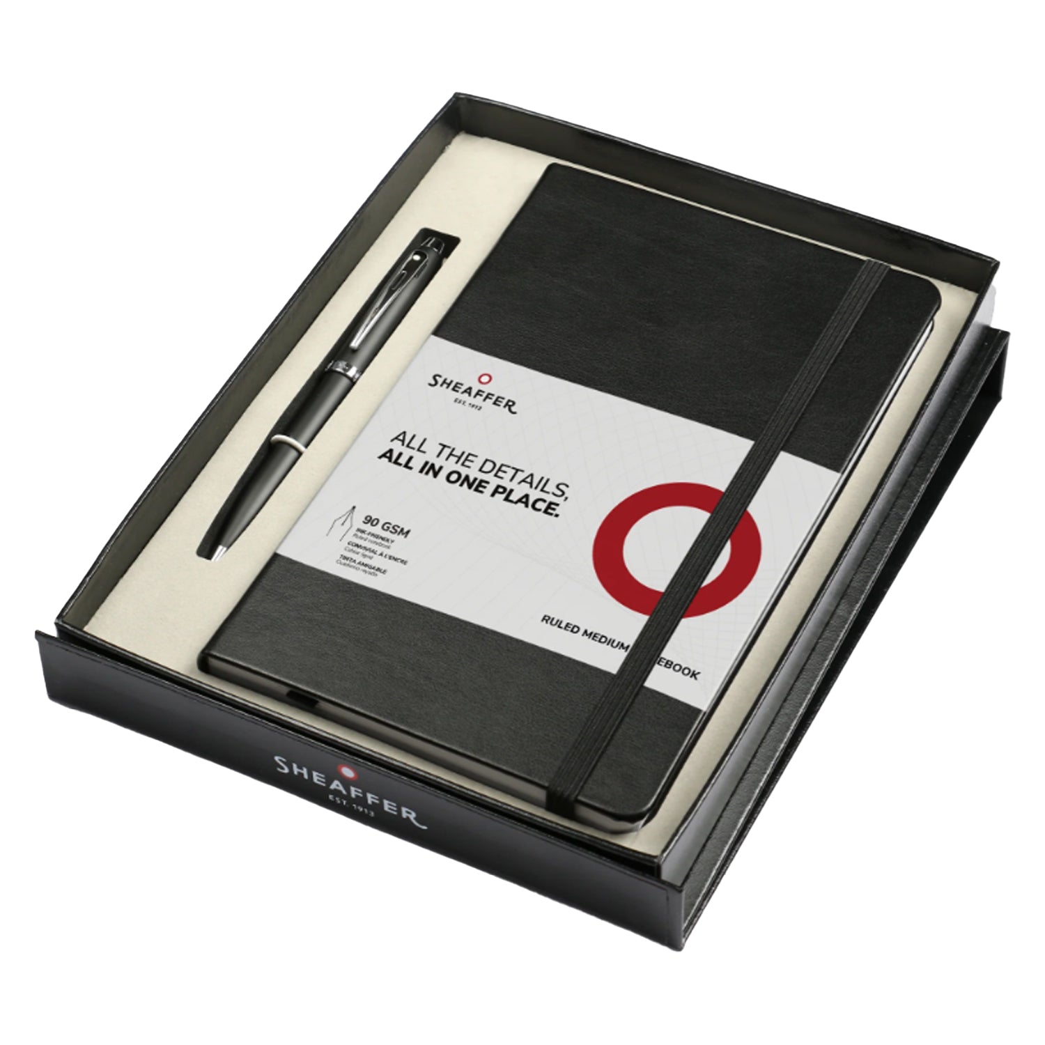 Sheaffer Gift Set - 100 Series Matte Black CT Ball Pen with A5 Black Notebook Sheaffer