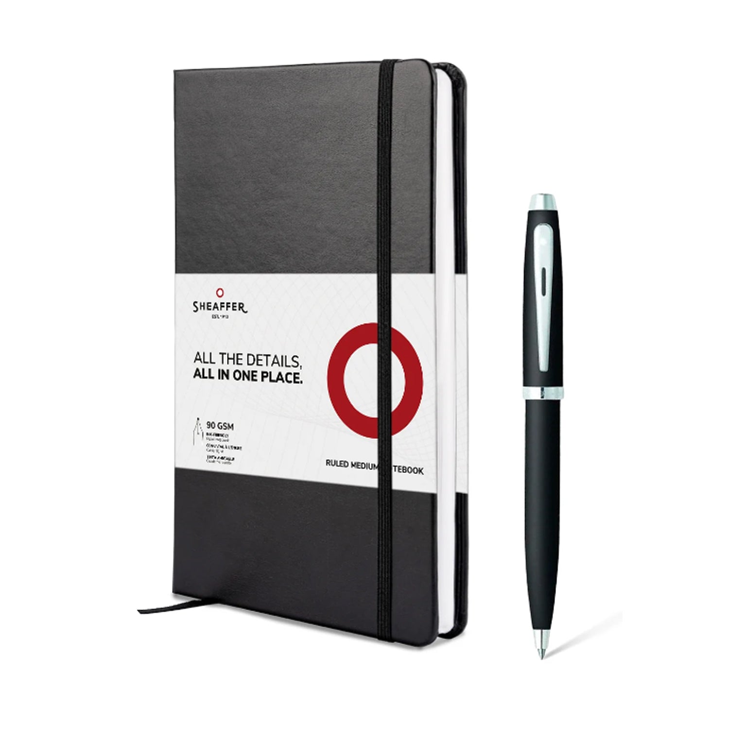 Sheaffer Gift Set - 100 Series Matte Black CT Ball Pen with A5 Black Notebook Sheaffer