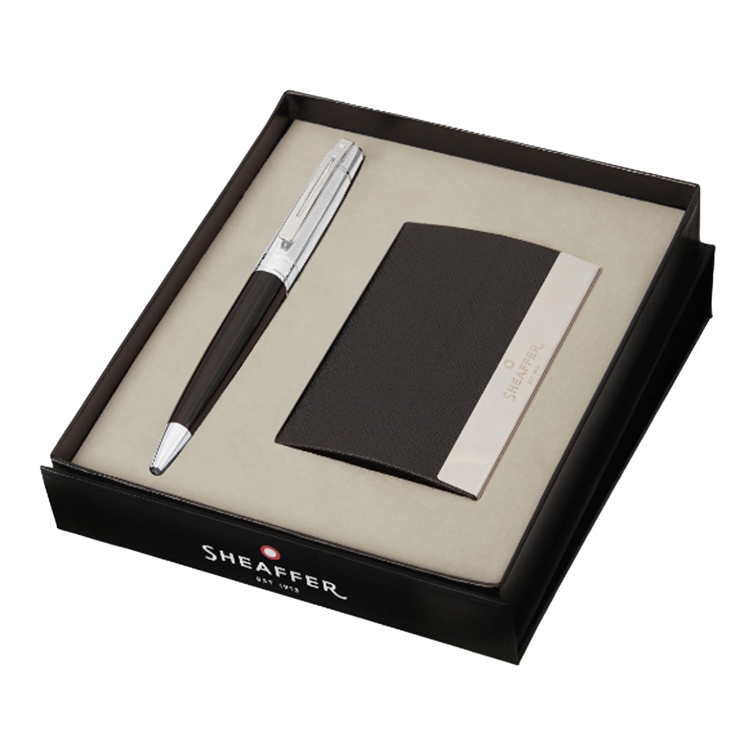 Sheaffer Gift Set - 300 Series Glossy Black CT Ball Pen with Business Card Holder Sheaffer