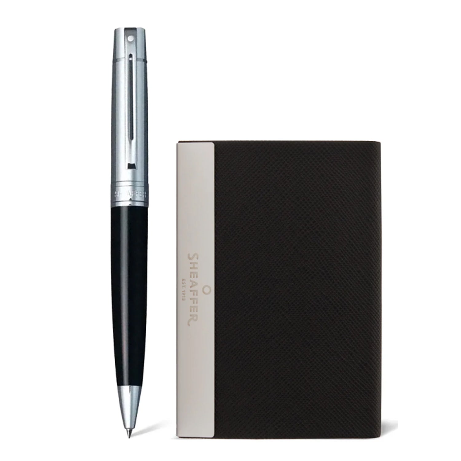 Sheaffer Gift Set - 300 Series Glossy Black CT Ball Pen with Business Card Holder Sheaffer