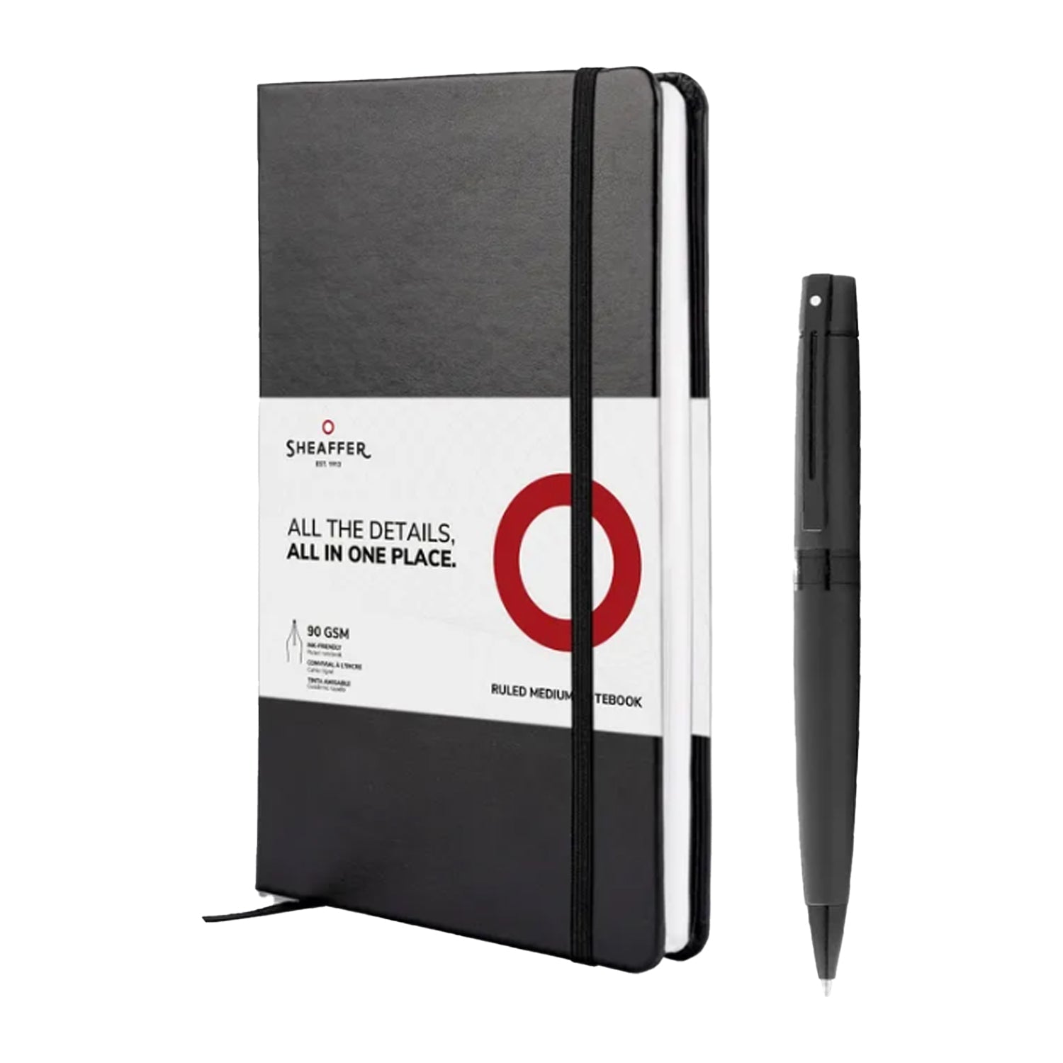 Sheaffer Gift Set - 300 Series Matte Black BT Ball Pen with A5 Black Notebook Sheaffer
