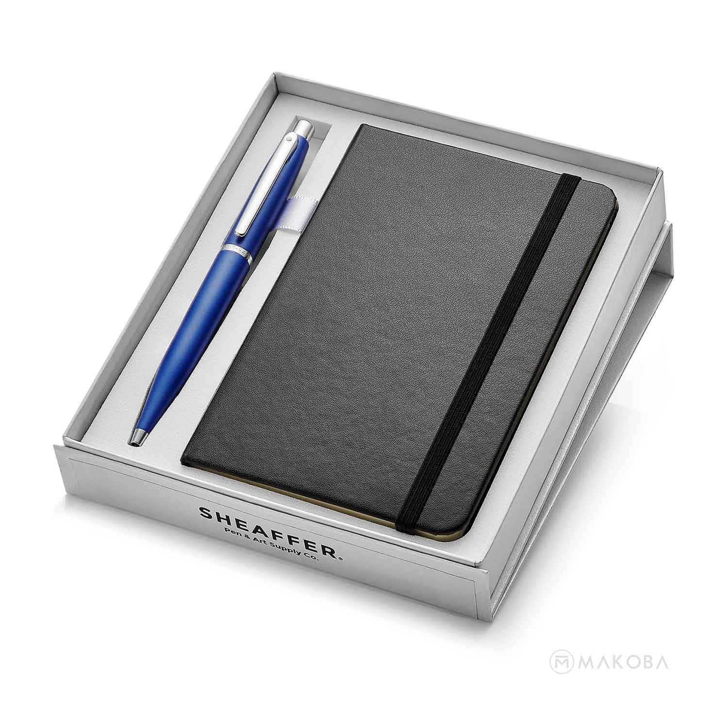Sheaffer Gift Set - VFM Blue Ball Pen with A6 Black Notebook Sheaffer