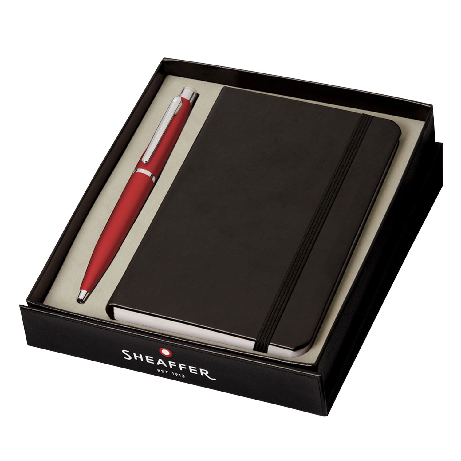 Sheaffer Gift Set - VFM Red Ball Pen with A6 Black Notebook Sheaffer