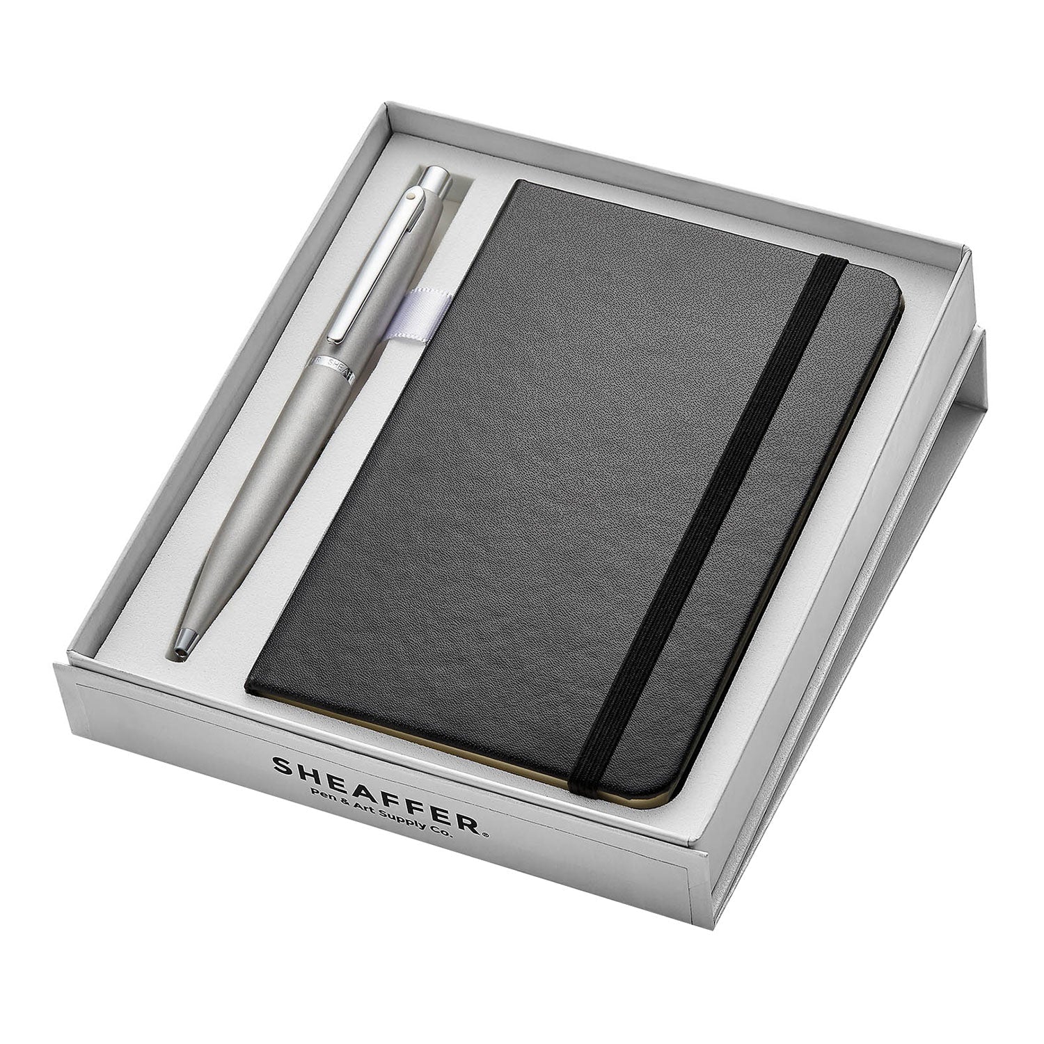 Sheaffer Gift Set - VFM Silver Ball Pen with A6 Black Notebook Sheaffer