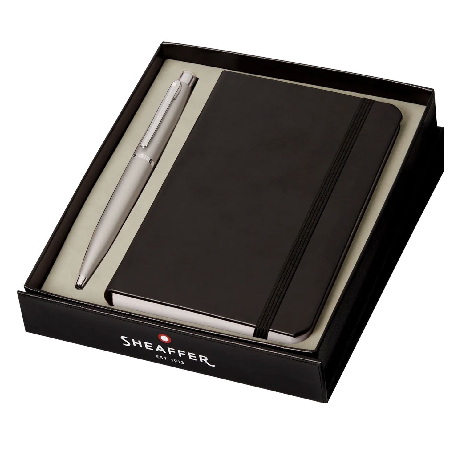 Sheaffer Gift Set - VFM Silver Ball Pen with A6 Black Notebook Sheaffer