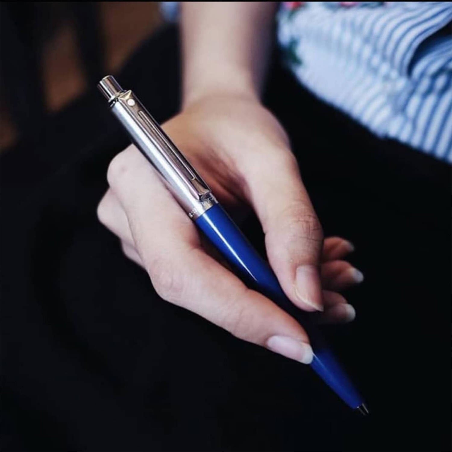 Sheaffer Sentinel Ball Pen - Blue & Brushed Chrome Sheaffer