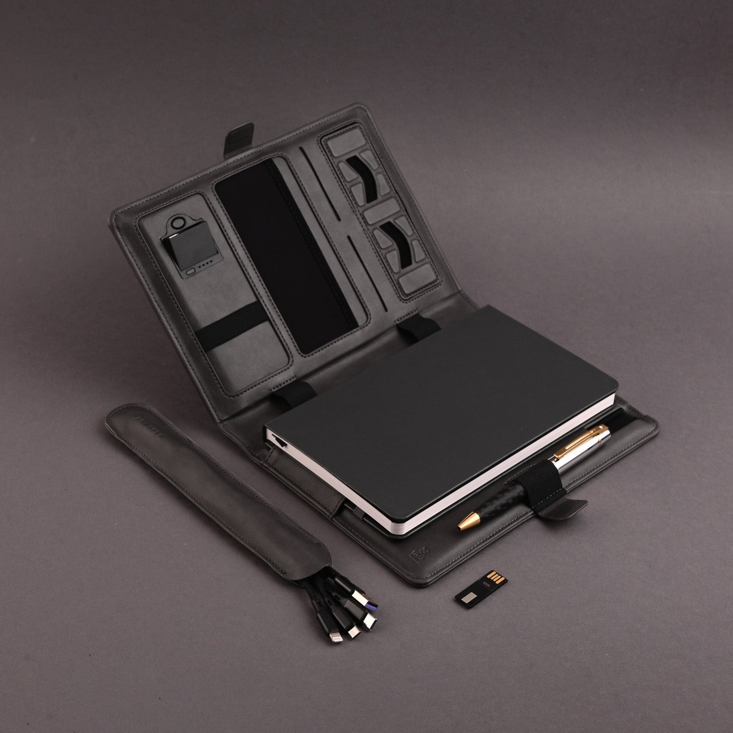 Sheaffer Superbook Organizer with Wireless Charging + 12000 mAh Powerbank and 32GB Pendrive - Grey Sheaffer